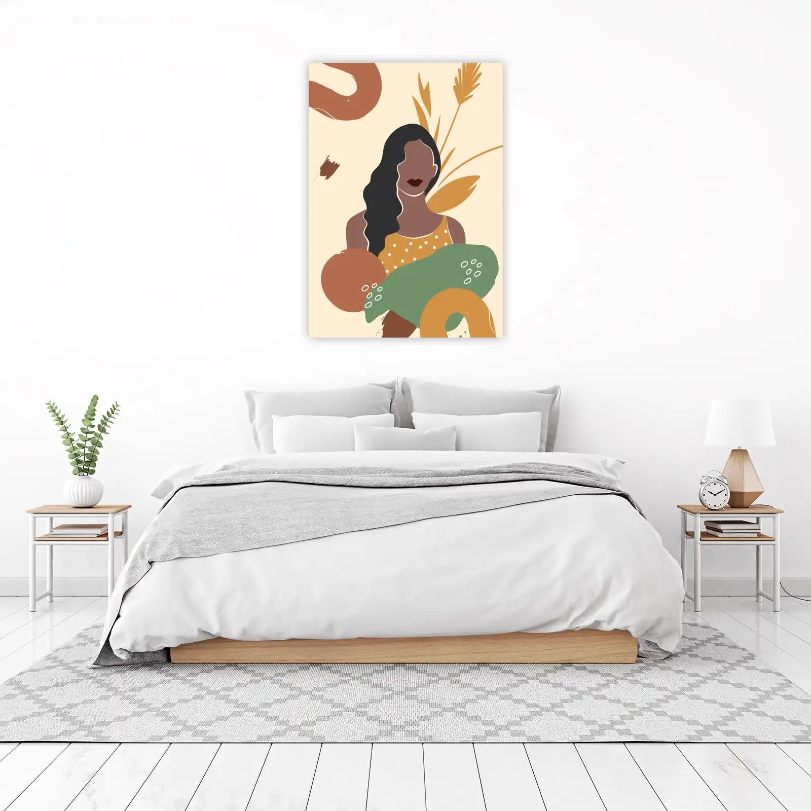 Boho Abstract Woman & Botanicals Wall Art