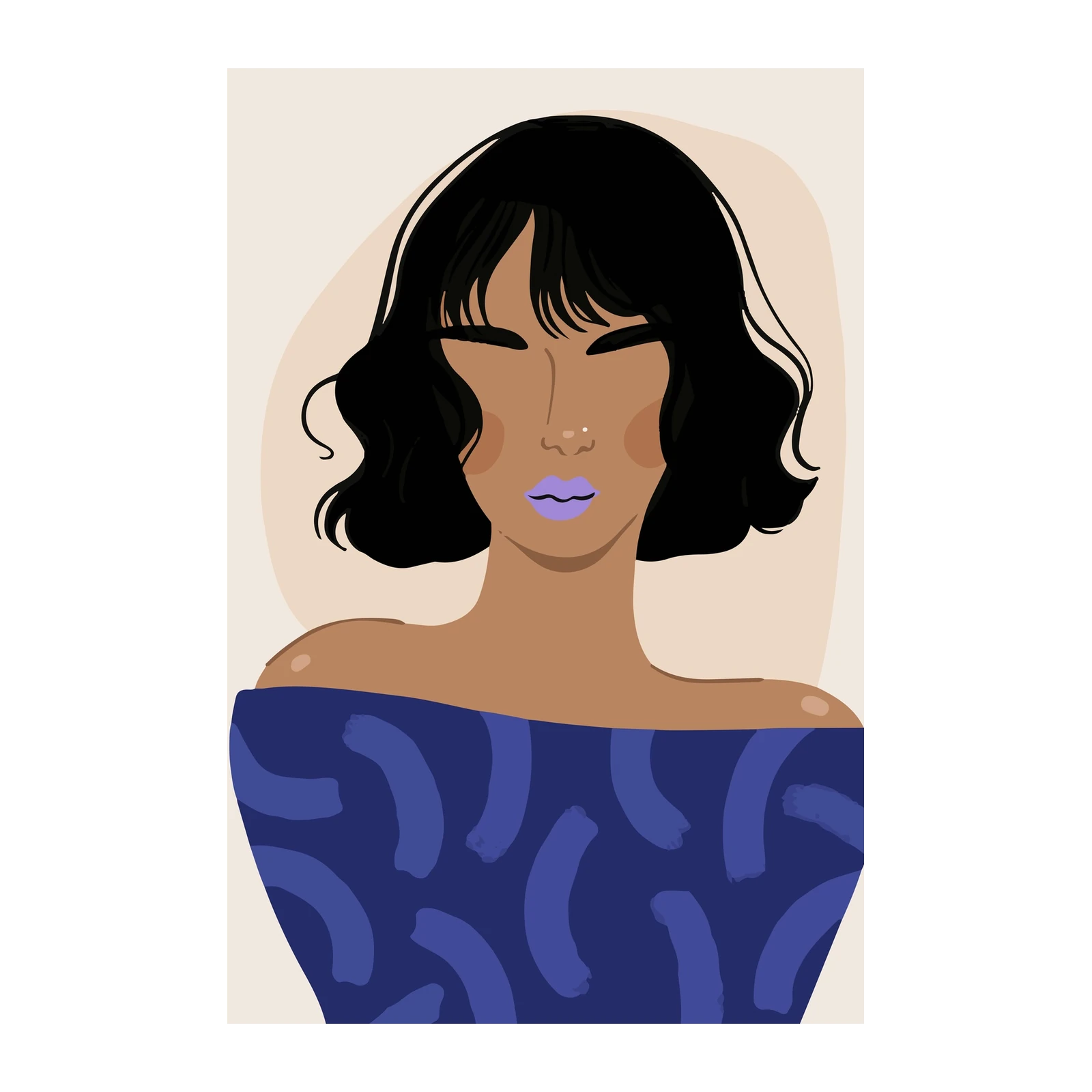 Boho Chic Woman Portrait Wall Art