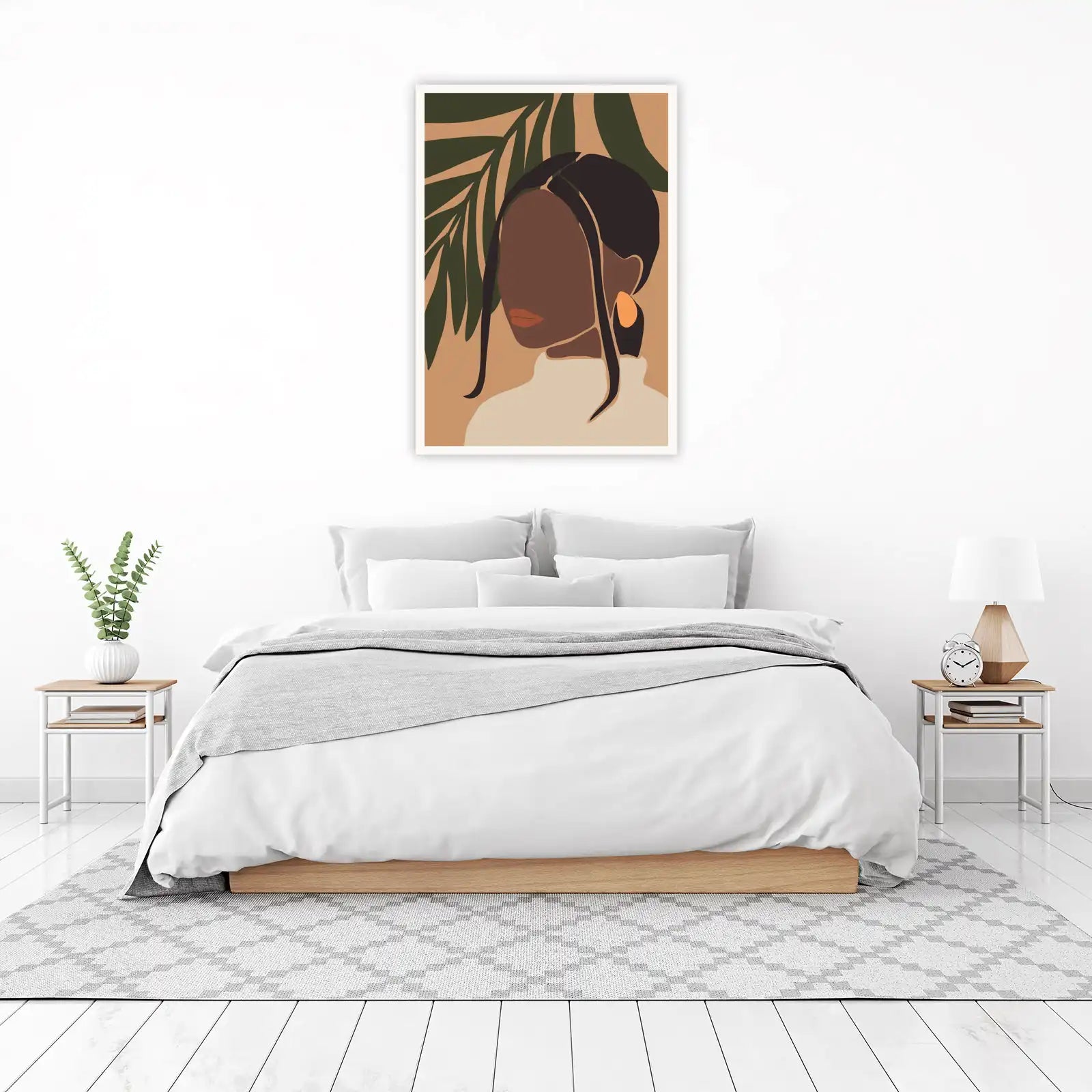 Boho Chic Afro Woman Botanical Wall Art