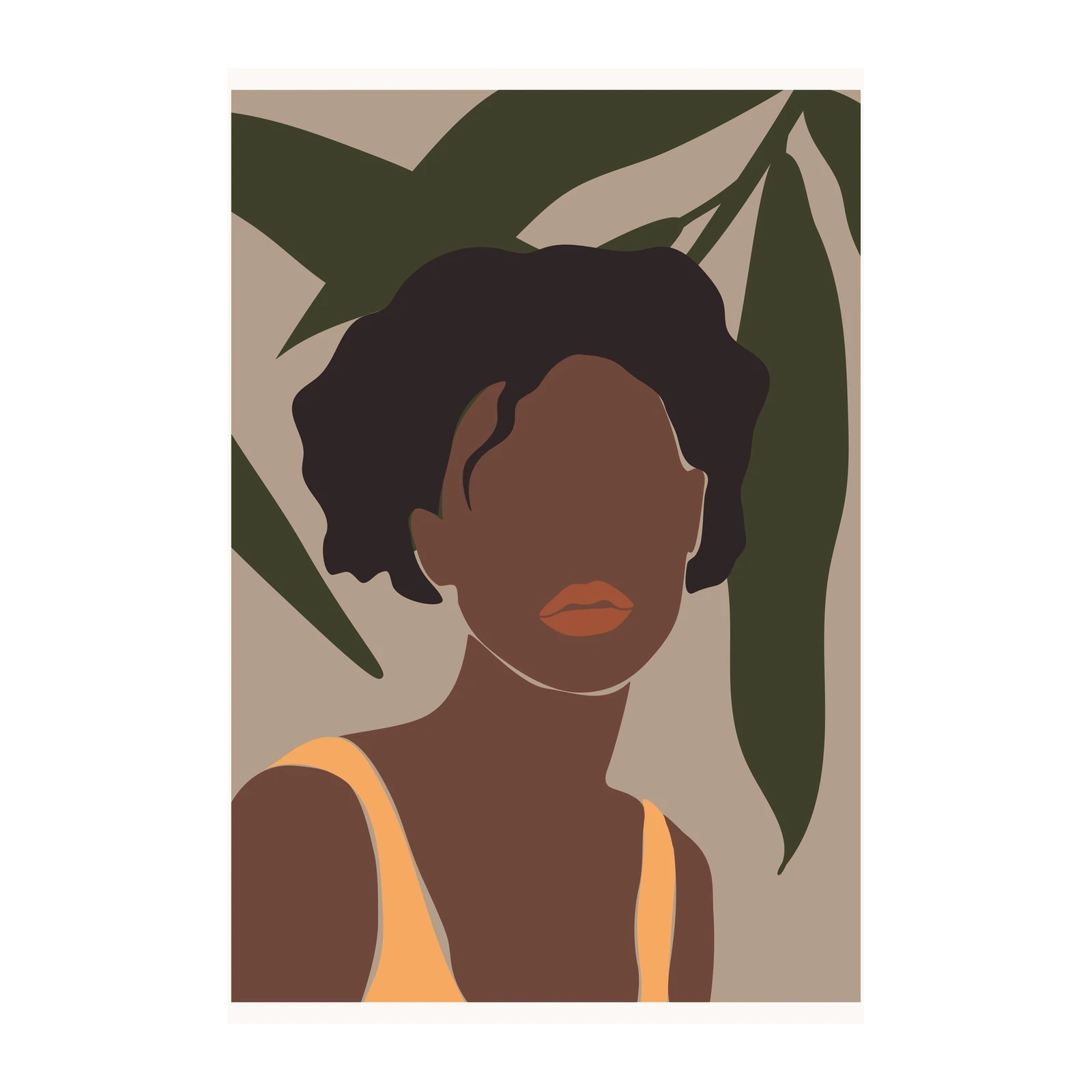 Boho Chic Woman with Tropical Leaves Wall Art
