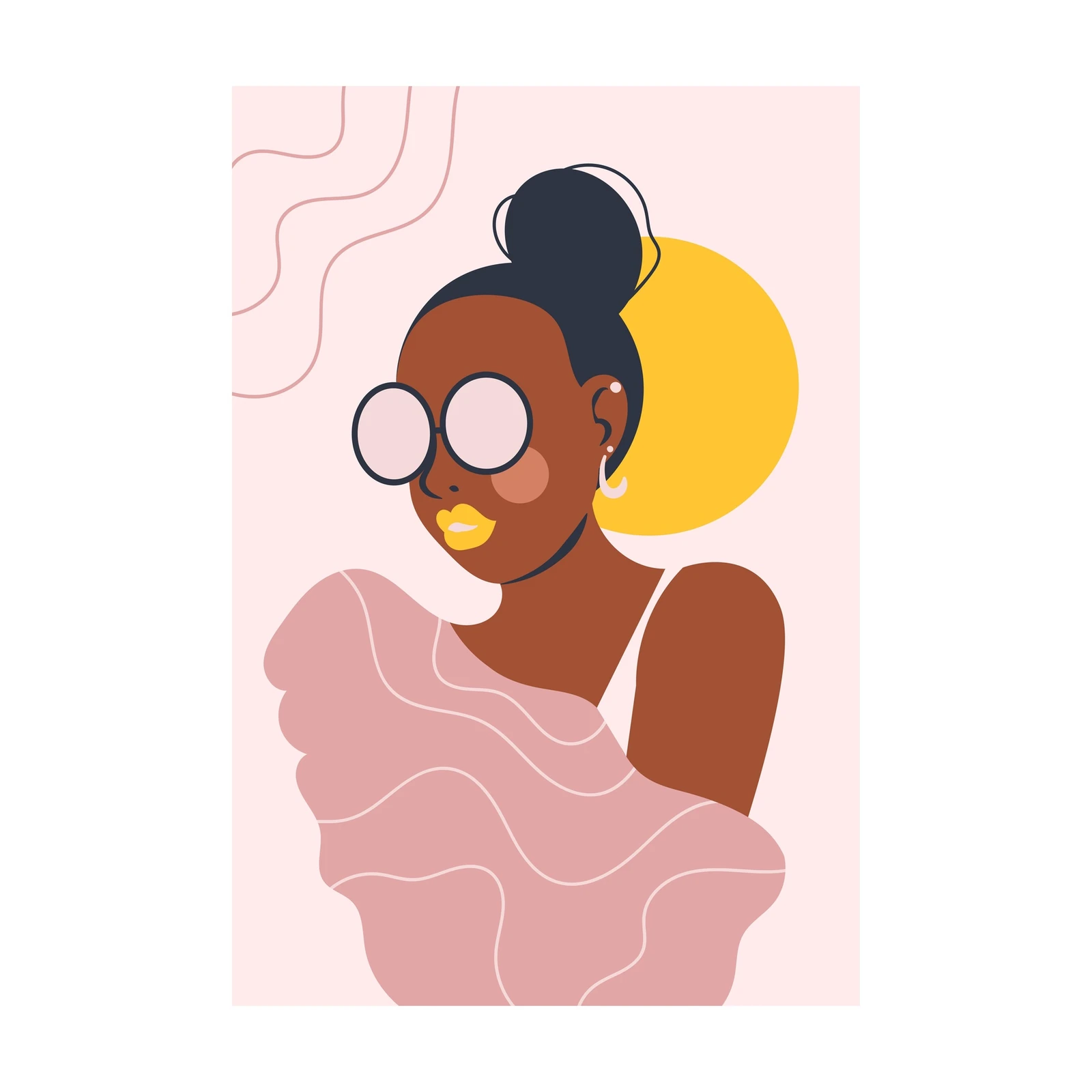 Modern Woman Portrait with Yellow Accent Wall Art