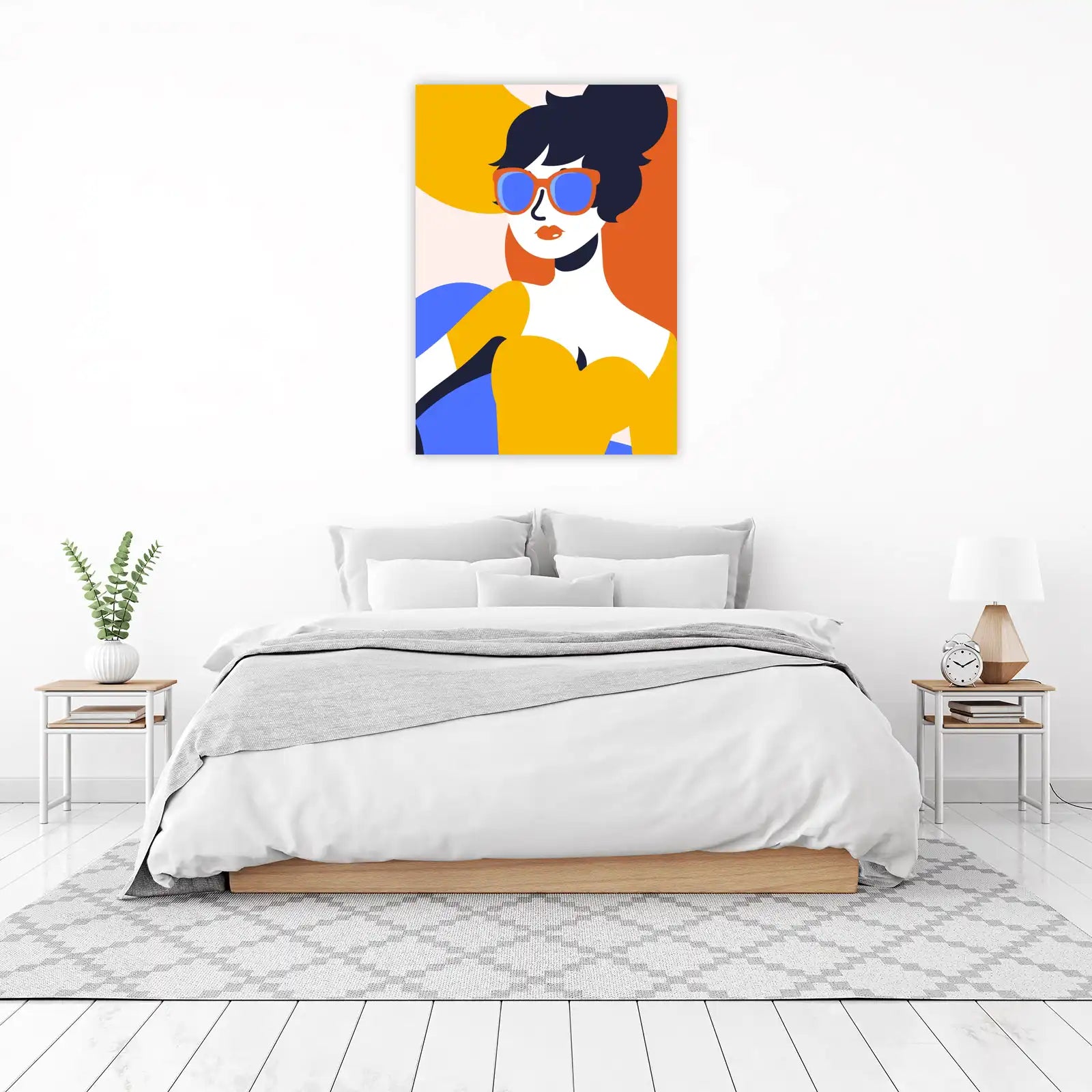 Vibrant Retro Woman Sunglasses Wall Art