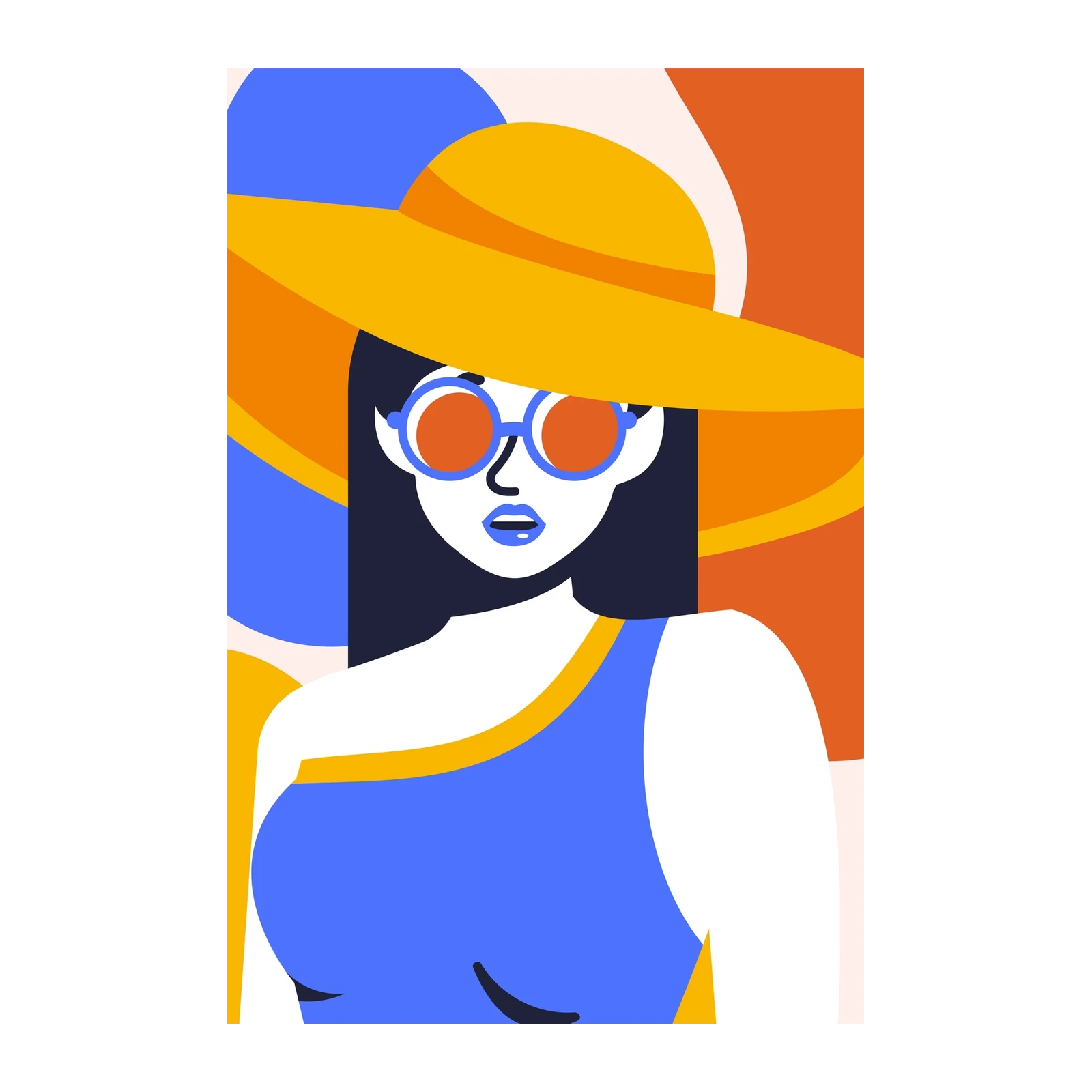 Vibrant Summer Beach Woman Wall Art