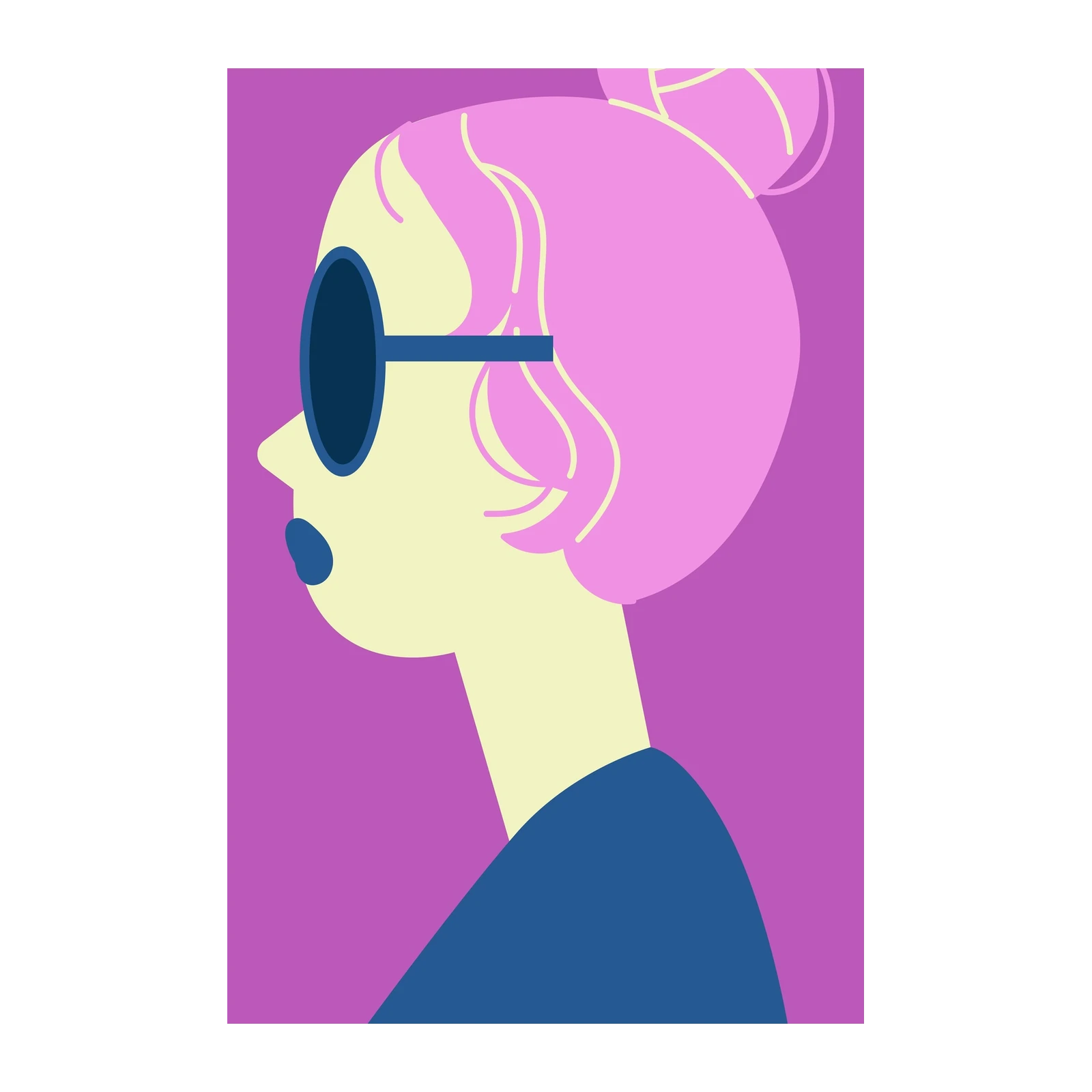 Cool Girl Pink Hair Retro Sunglasses Wall Art