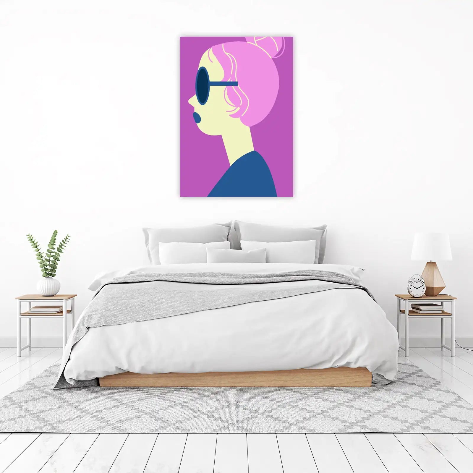 Cool Girl Pink Hair Retro Sunglasses Wall Art