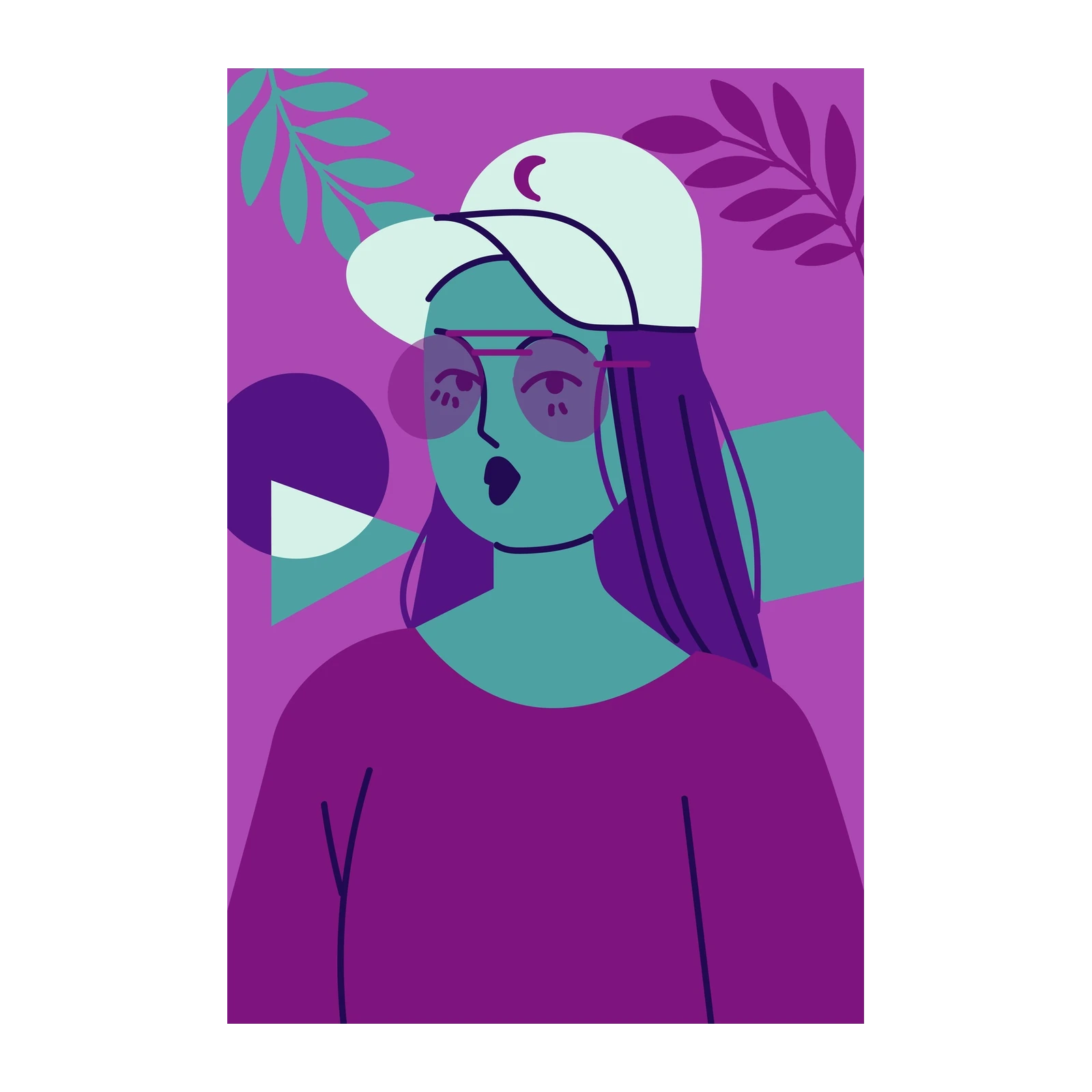 Cool Teen Vibes Abstract Portrait Wall Art