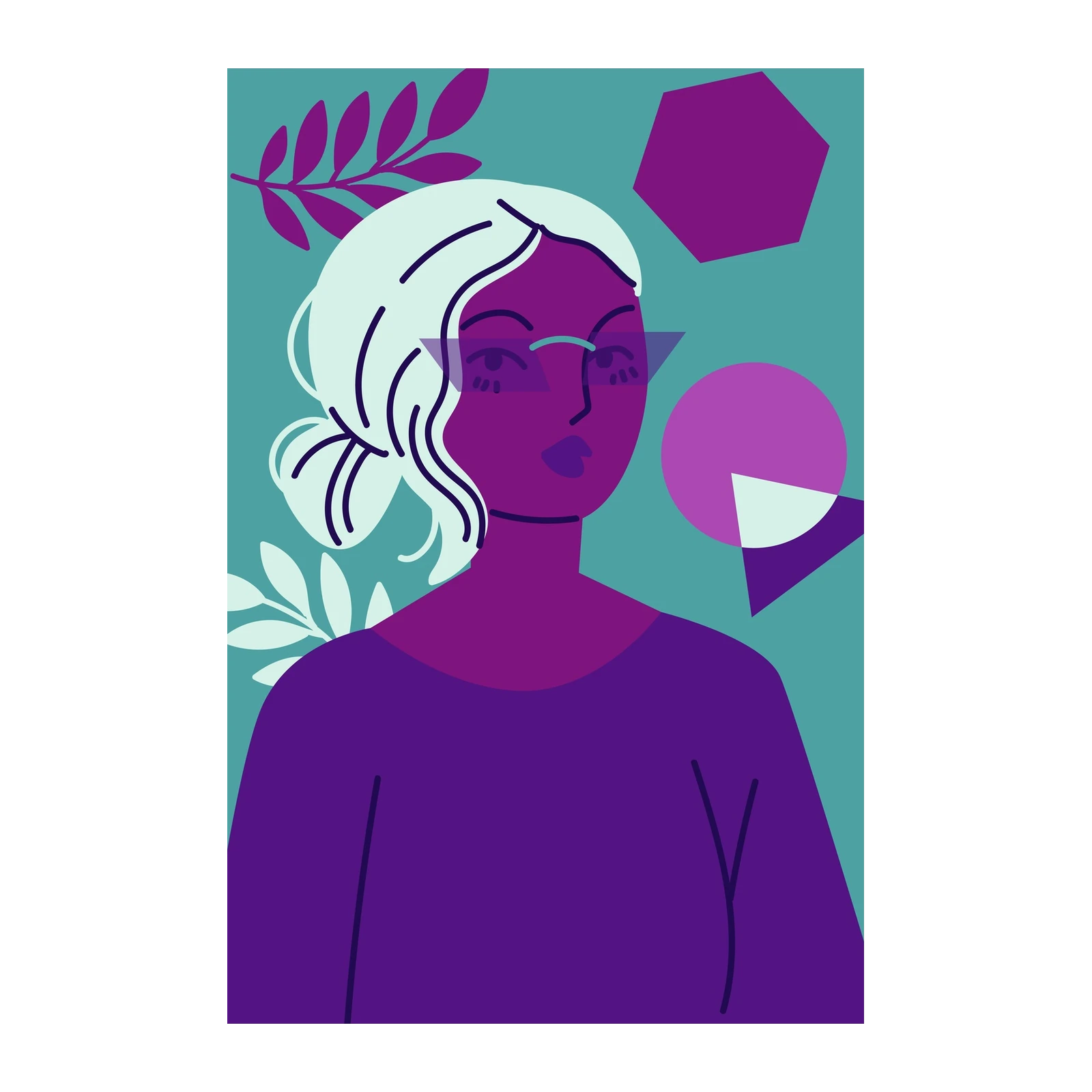 Modern Woman Purple & Teal Wall Art