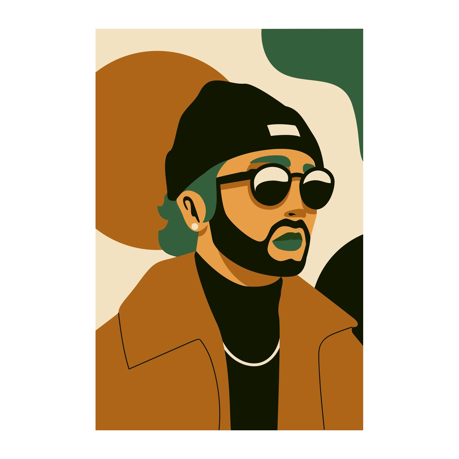 Modern Portrait Beanie & Sunglasses Wall Art