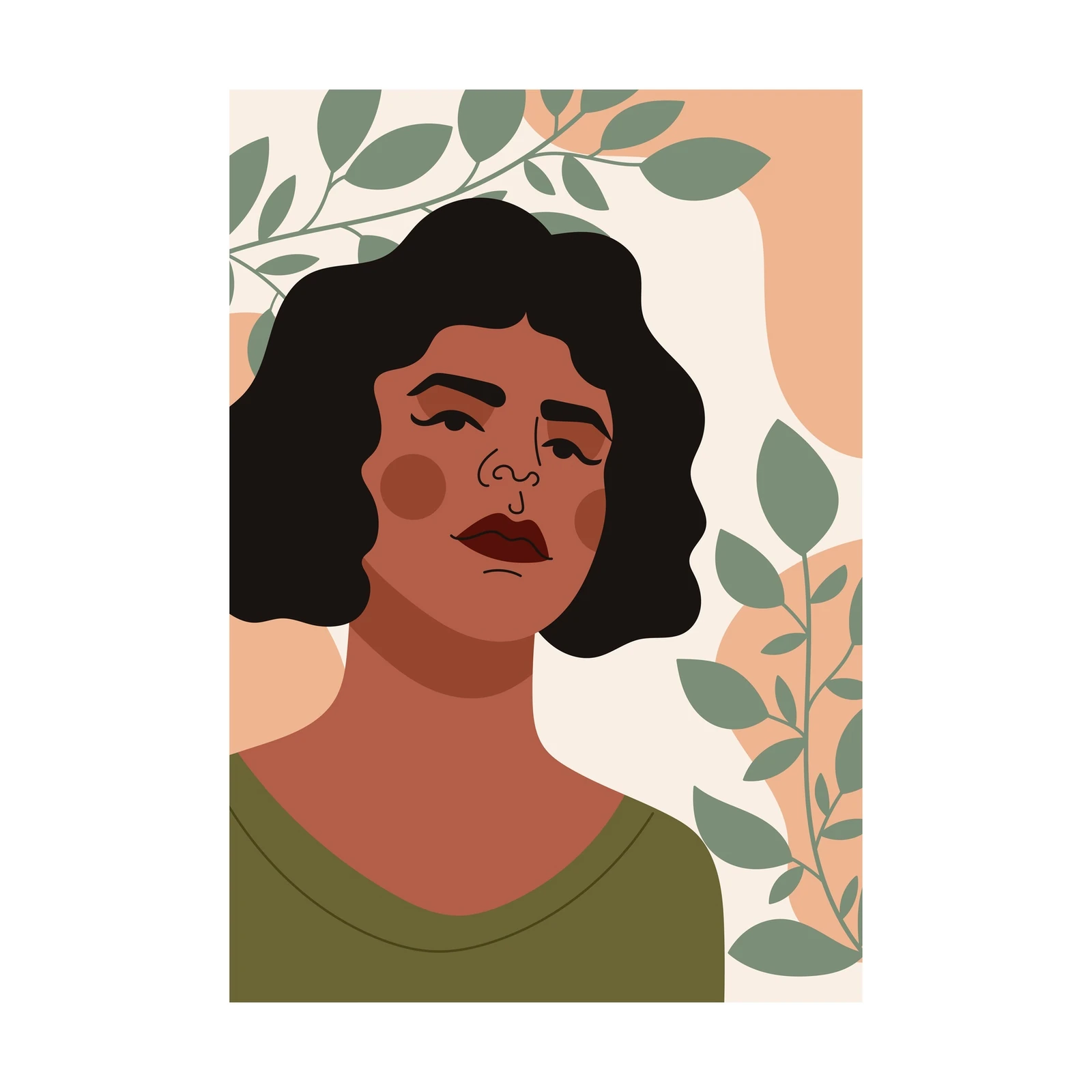 Empowering Woman Botanical Portrait Wall Art
