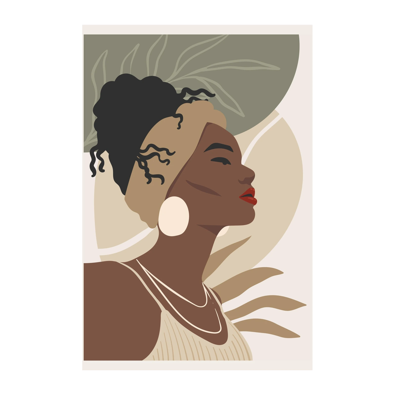 Elegant Woman Portrait Boho Abstract Wall Art