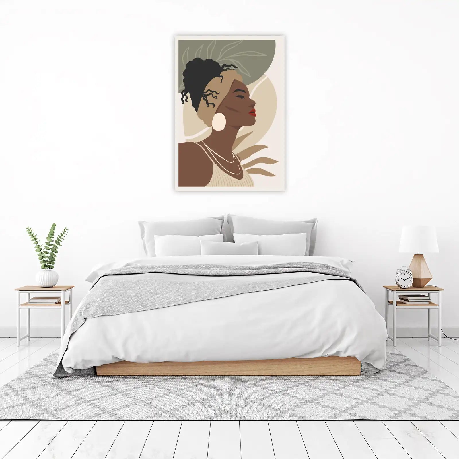 Elegant Woman Portrait Boho Abstract Wall Art