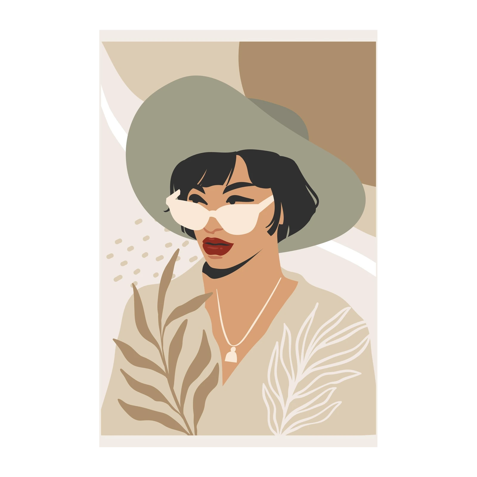 Boho Chic Woman Hat Sunglasses Wall Art