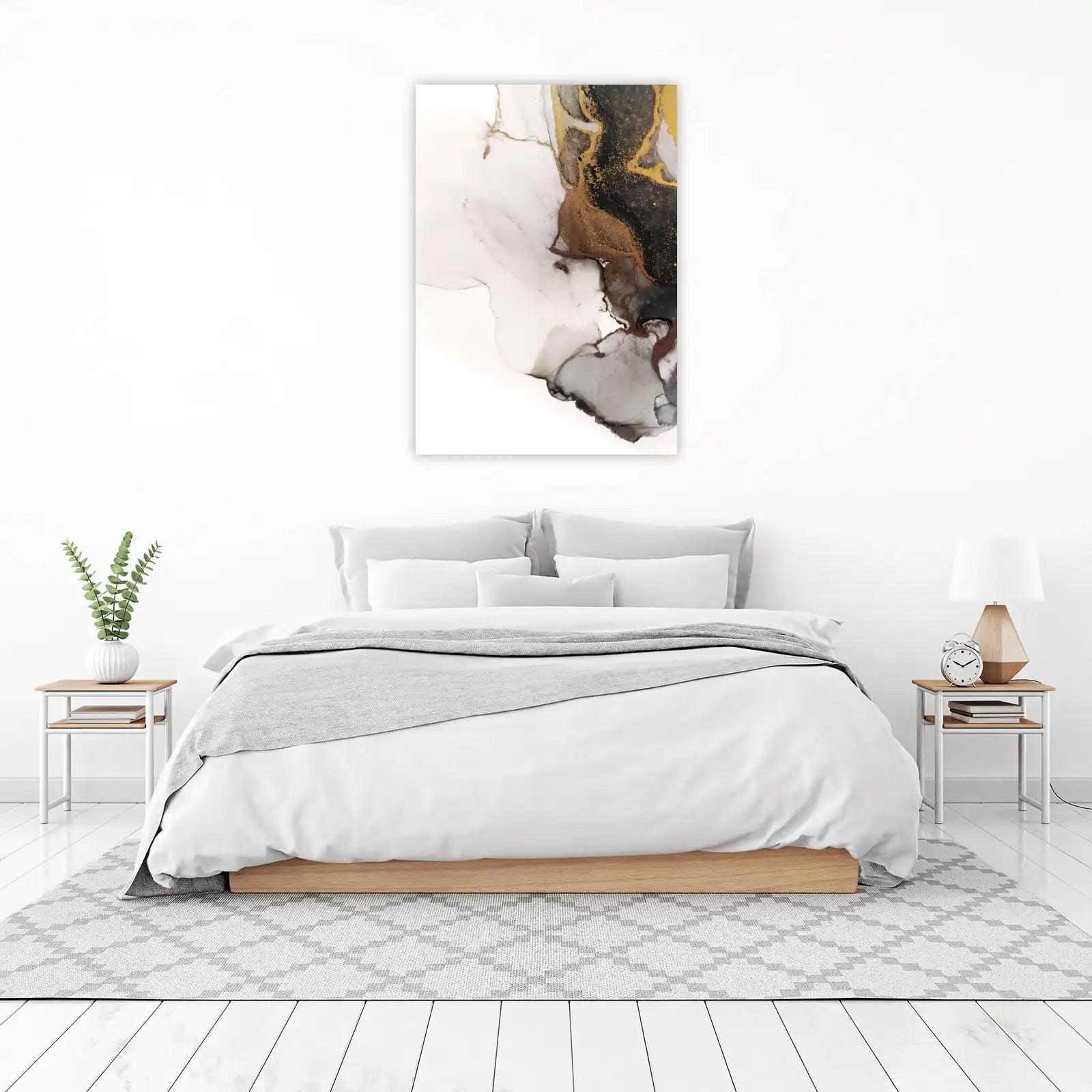 Abstract Gold & Black Ink Fluid Wall Art