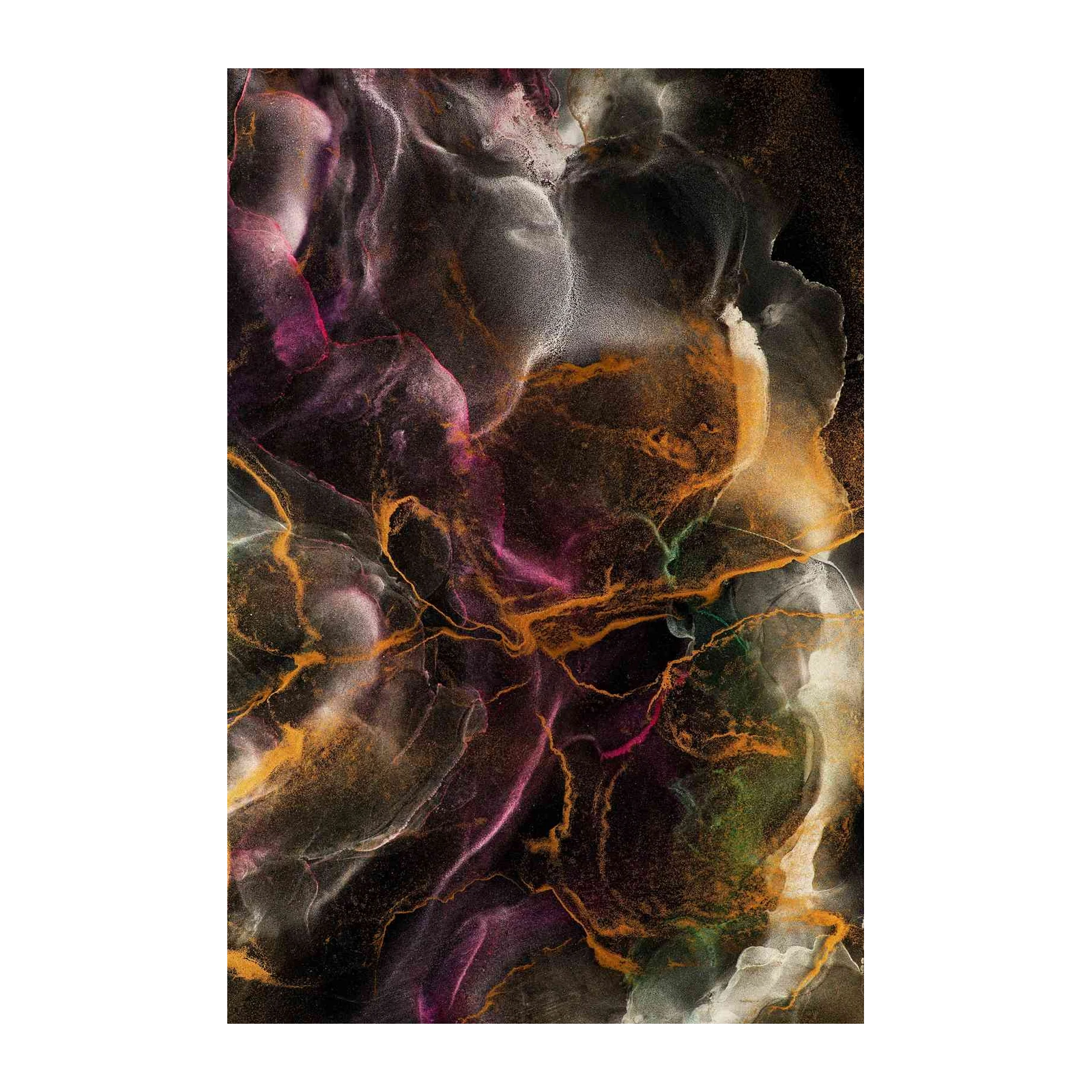 Abstract Amethyst & Gold Swirl Wall Art