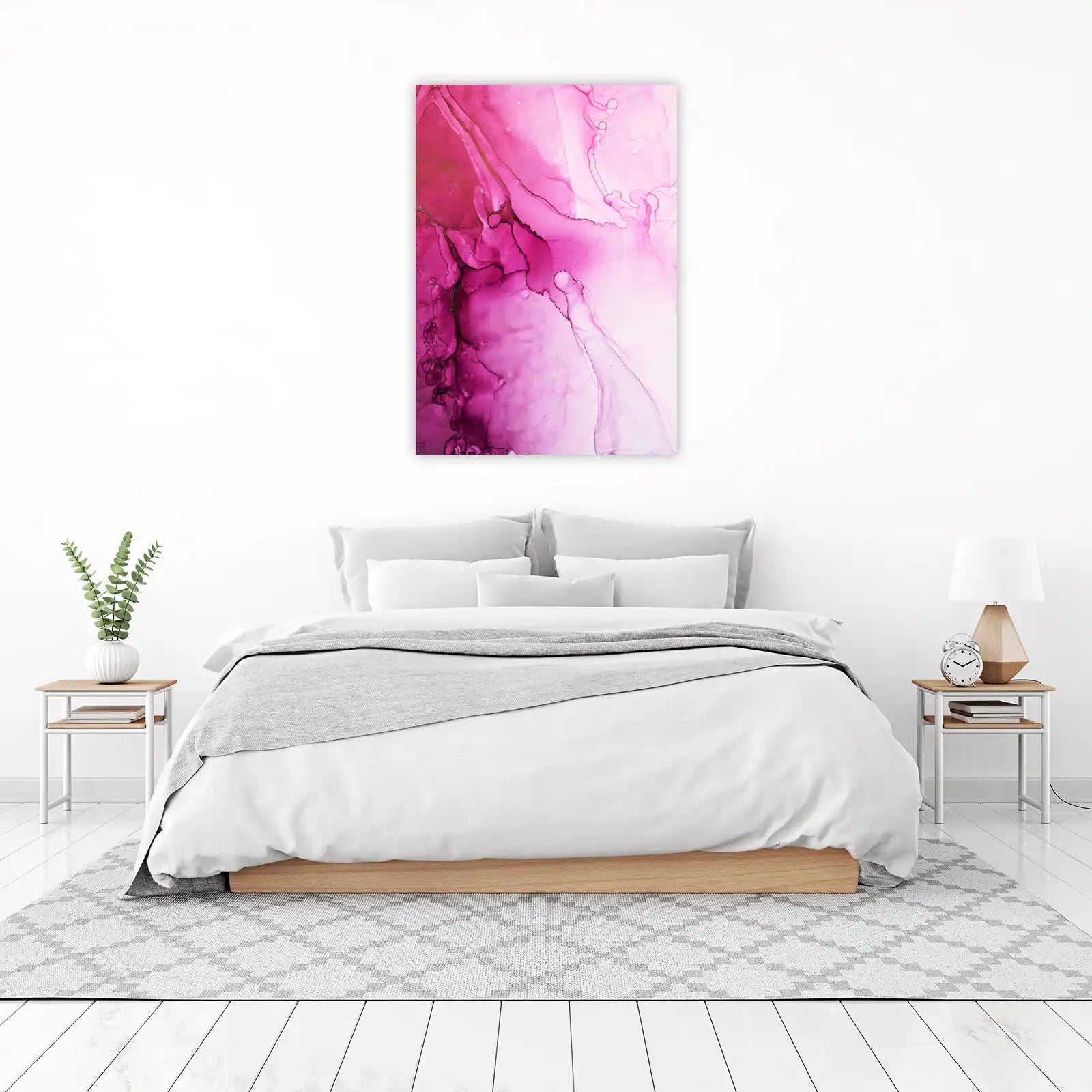 Vibrant Magenta Abstract Fluid Art Wall Art
