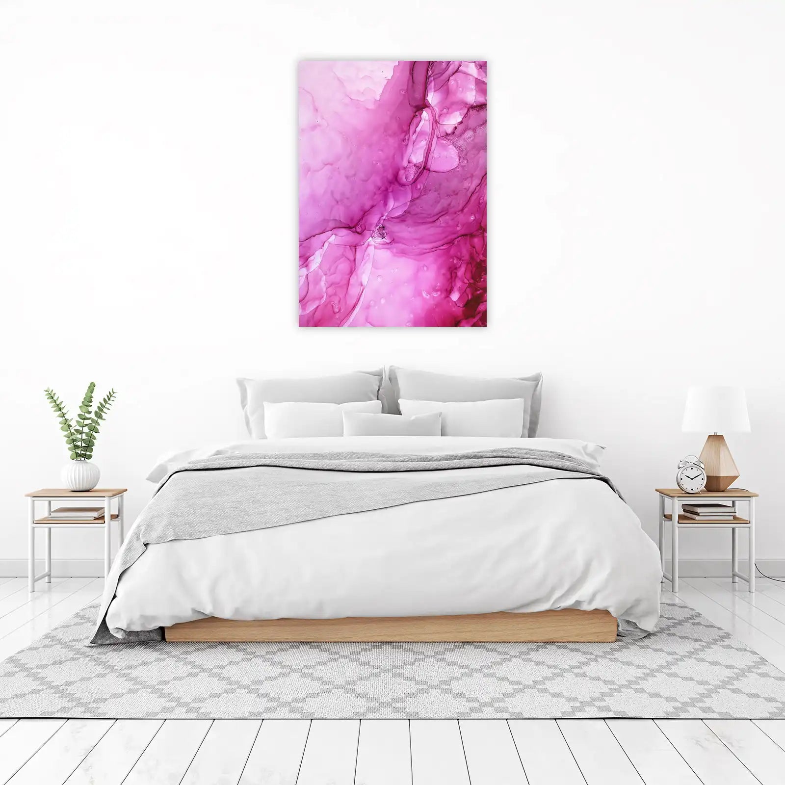 Vibrant Pink Abstract Fluid Art Wall Art