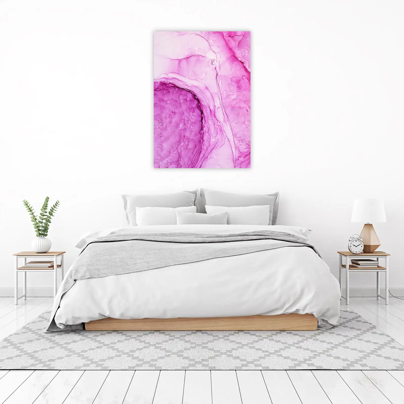 Vibrant Pink Fluid Art Abstract Wall Art