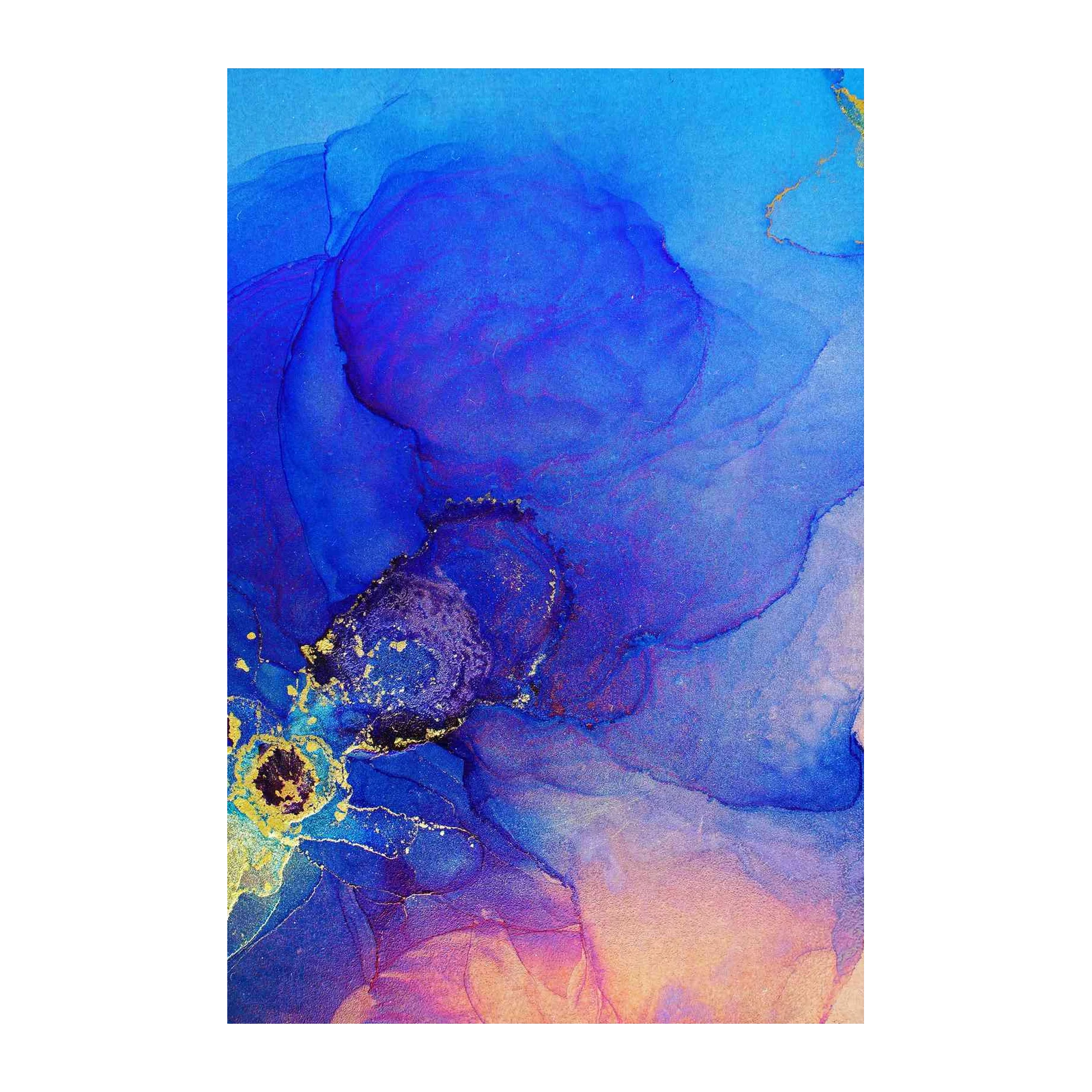 Deep Blue & Gold Abstract Flow Wall Art