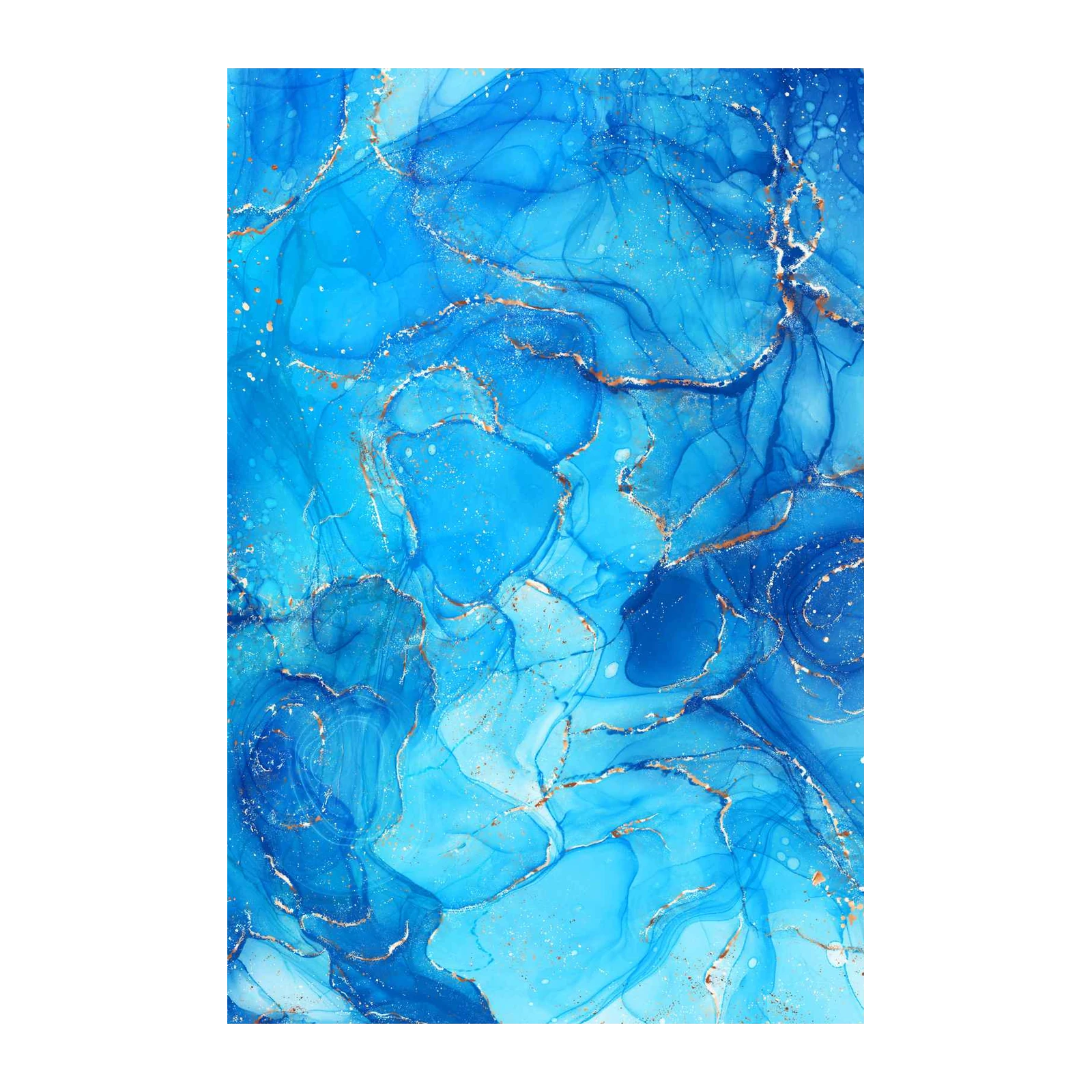 Abstract Blue & Gold Fluid Art Wall Art