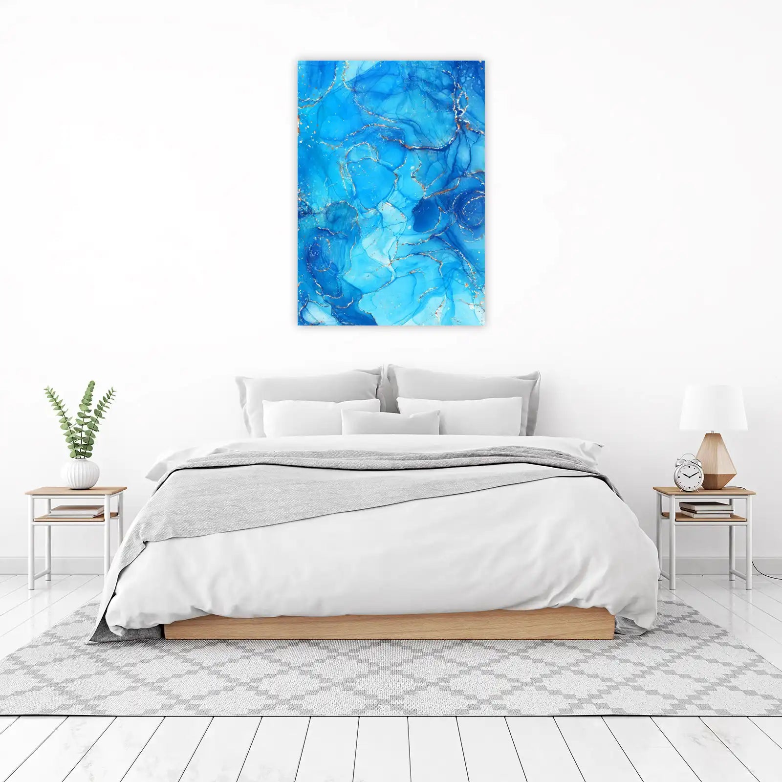 Abstract Blue & Gold Fluid Art Wall Art