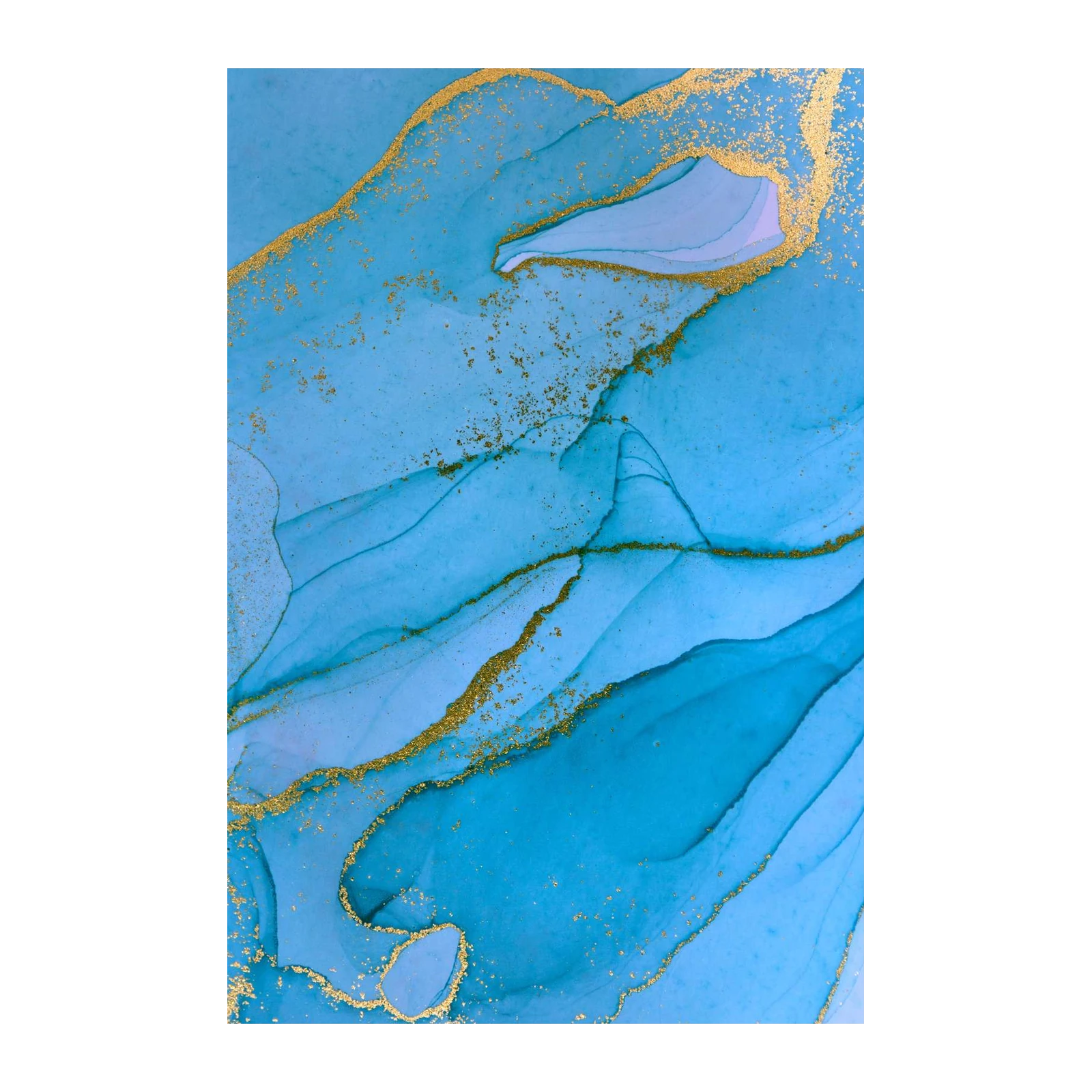 Ocean Gold Swirls Abstract Wall Art