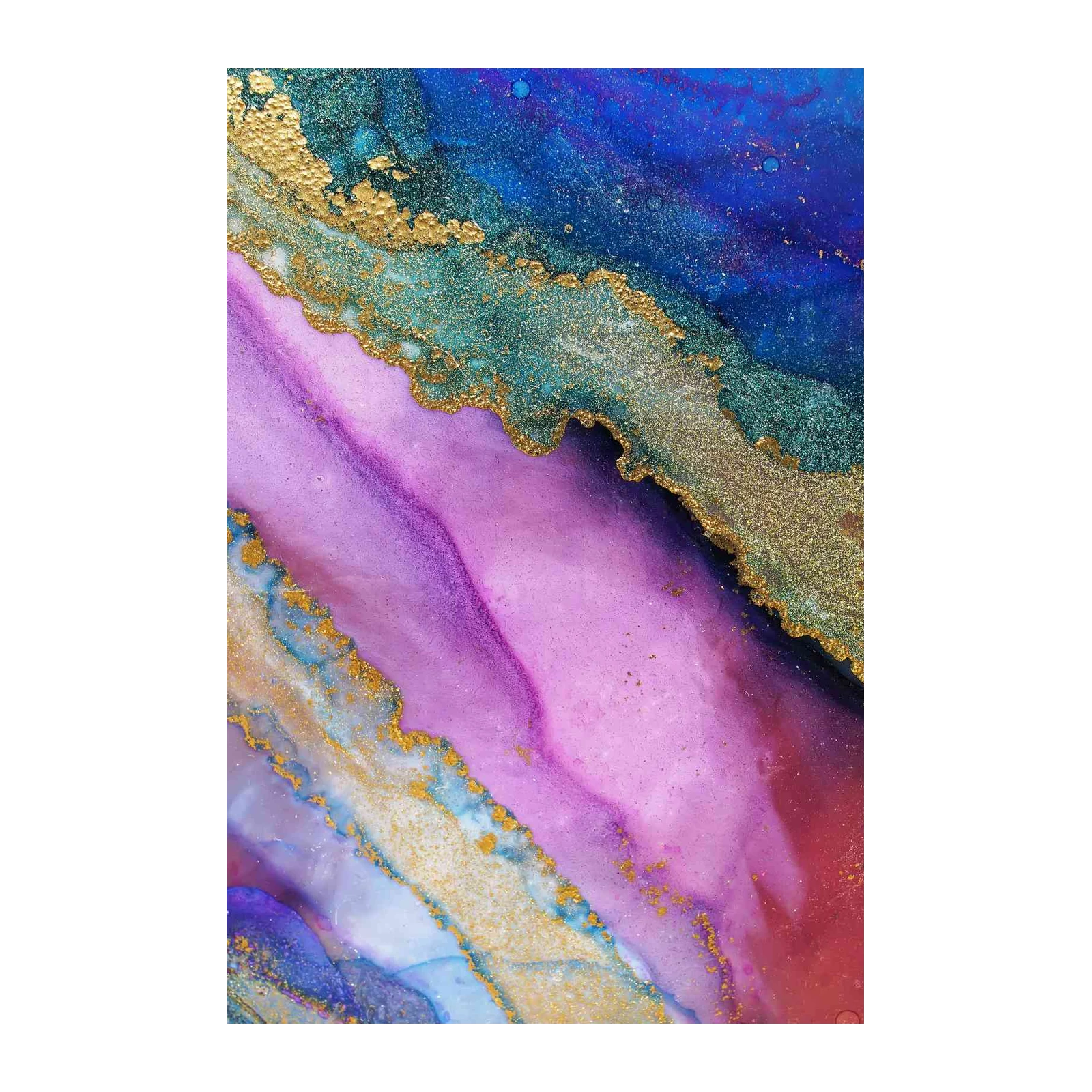 Luxurious Abstract Blue Purple Gold Wall Art