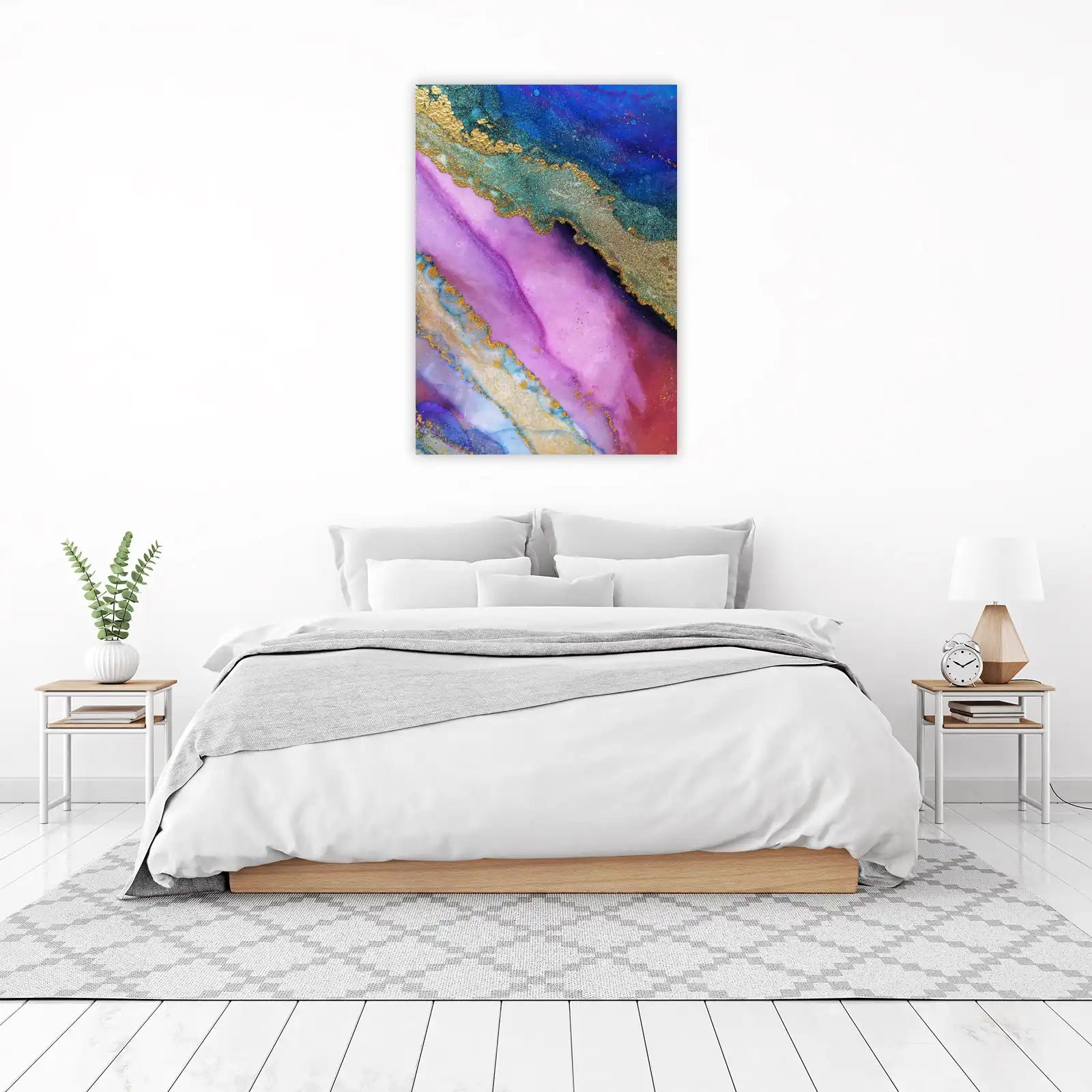Luxurious Abstract Blue Purple Gold Wall Art