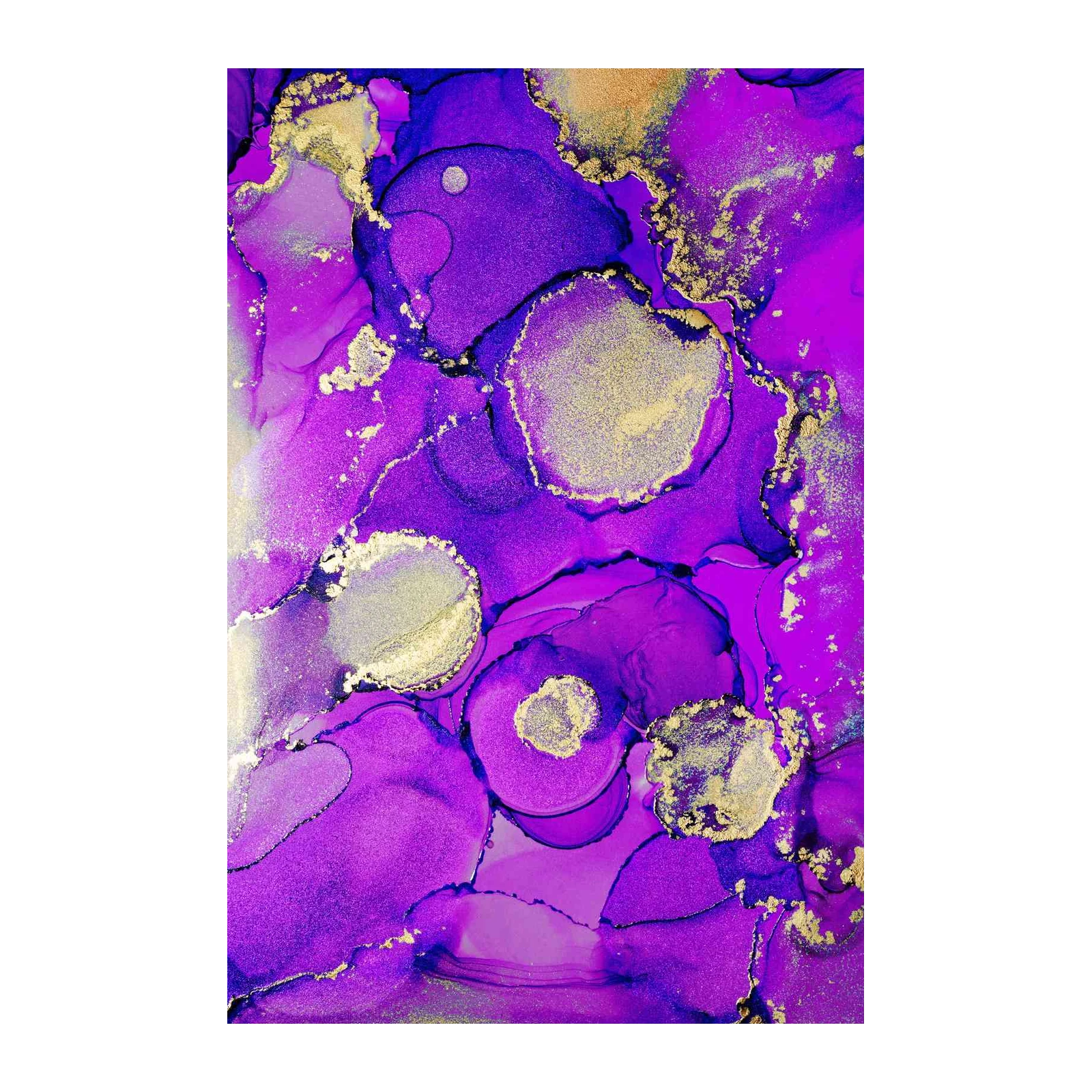 Vibrant Amethyst Abstract Gold Wall Art