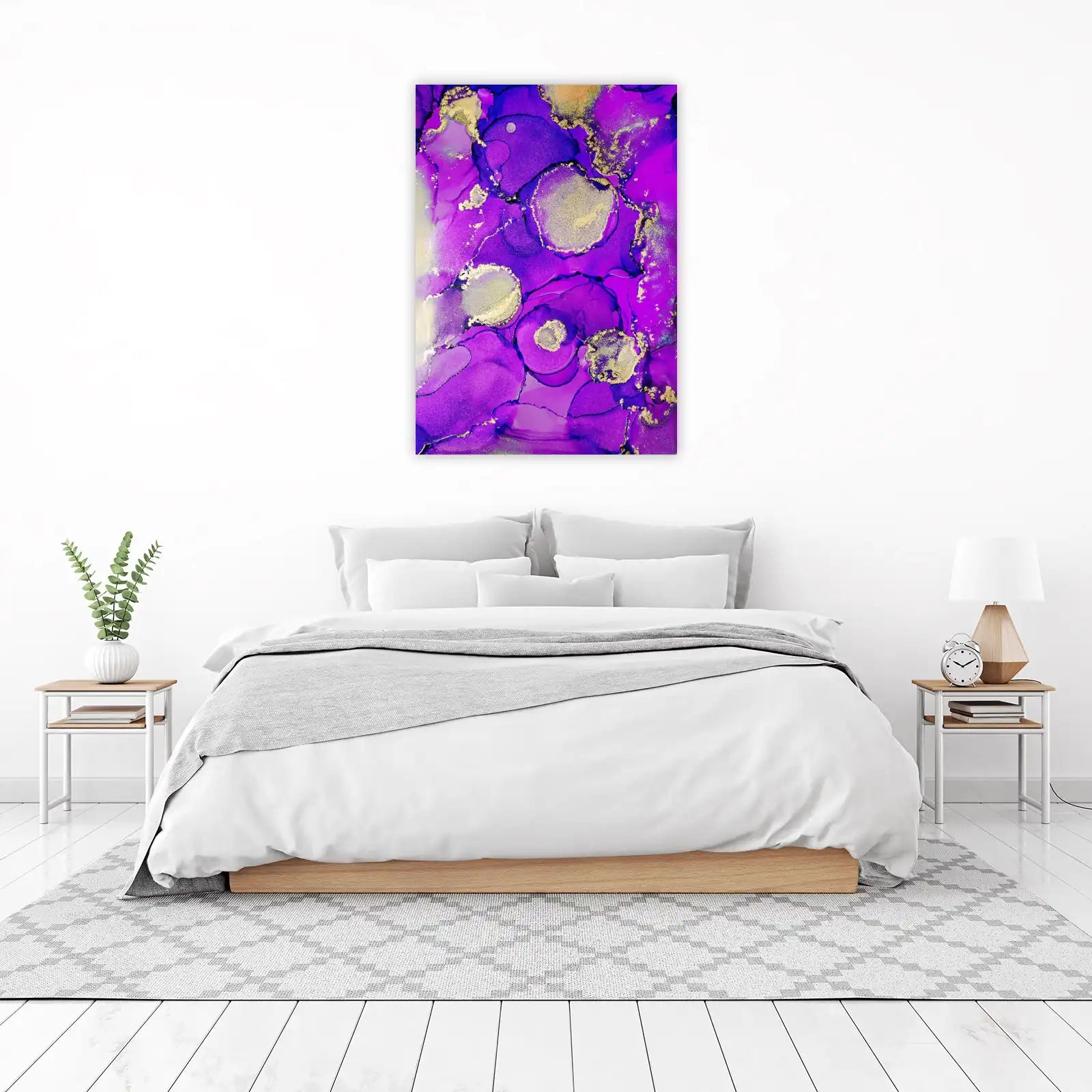 Vibrant Amethyst Abstract Gold Wall Art