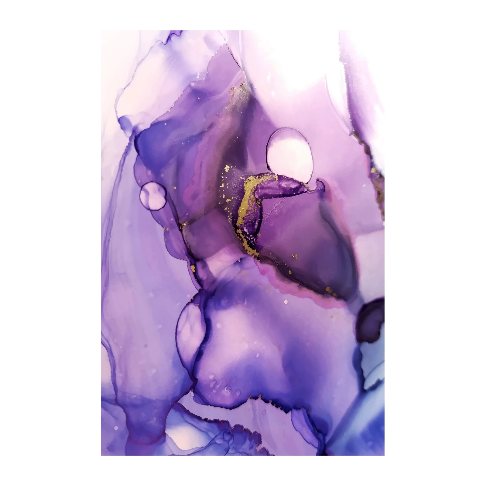 Purple Gold Abstract Fluid Art Wall Art