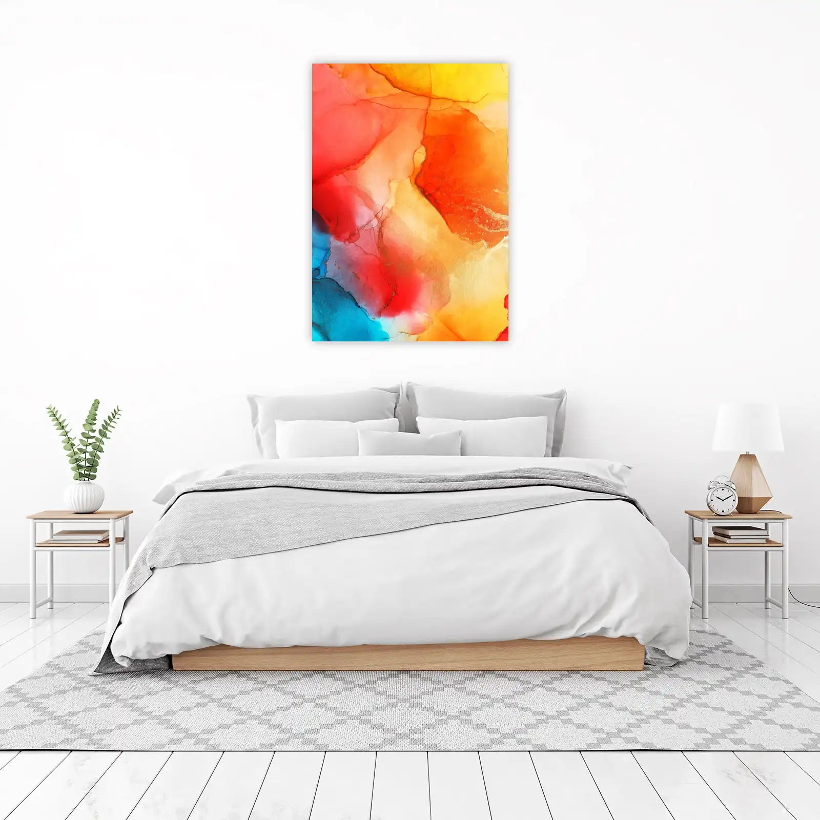 Vibrant Fire & Ice Abstract Ink Art Wall Art