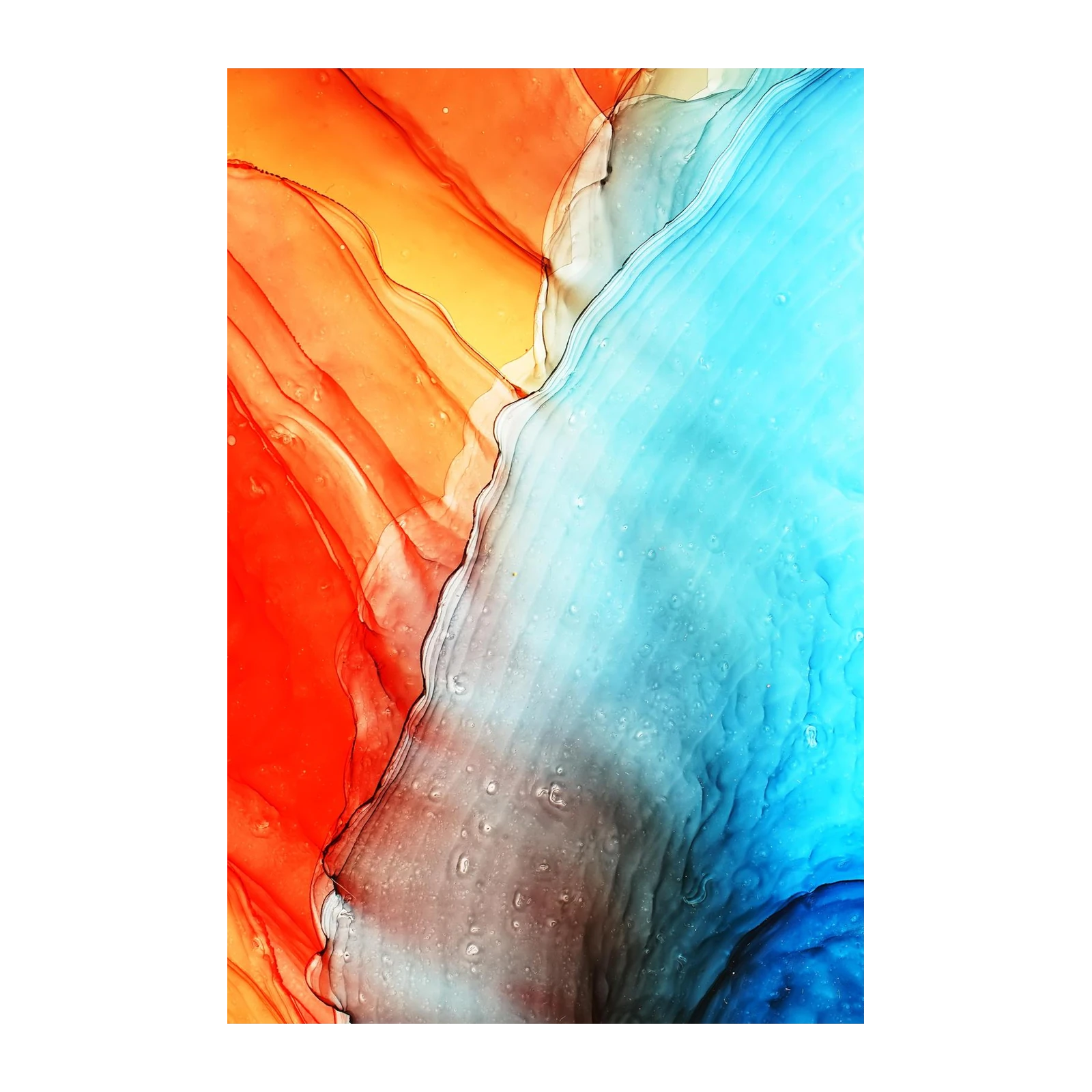 Vibrant Fluid Art Abstract Red & Blue Wall Art