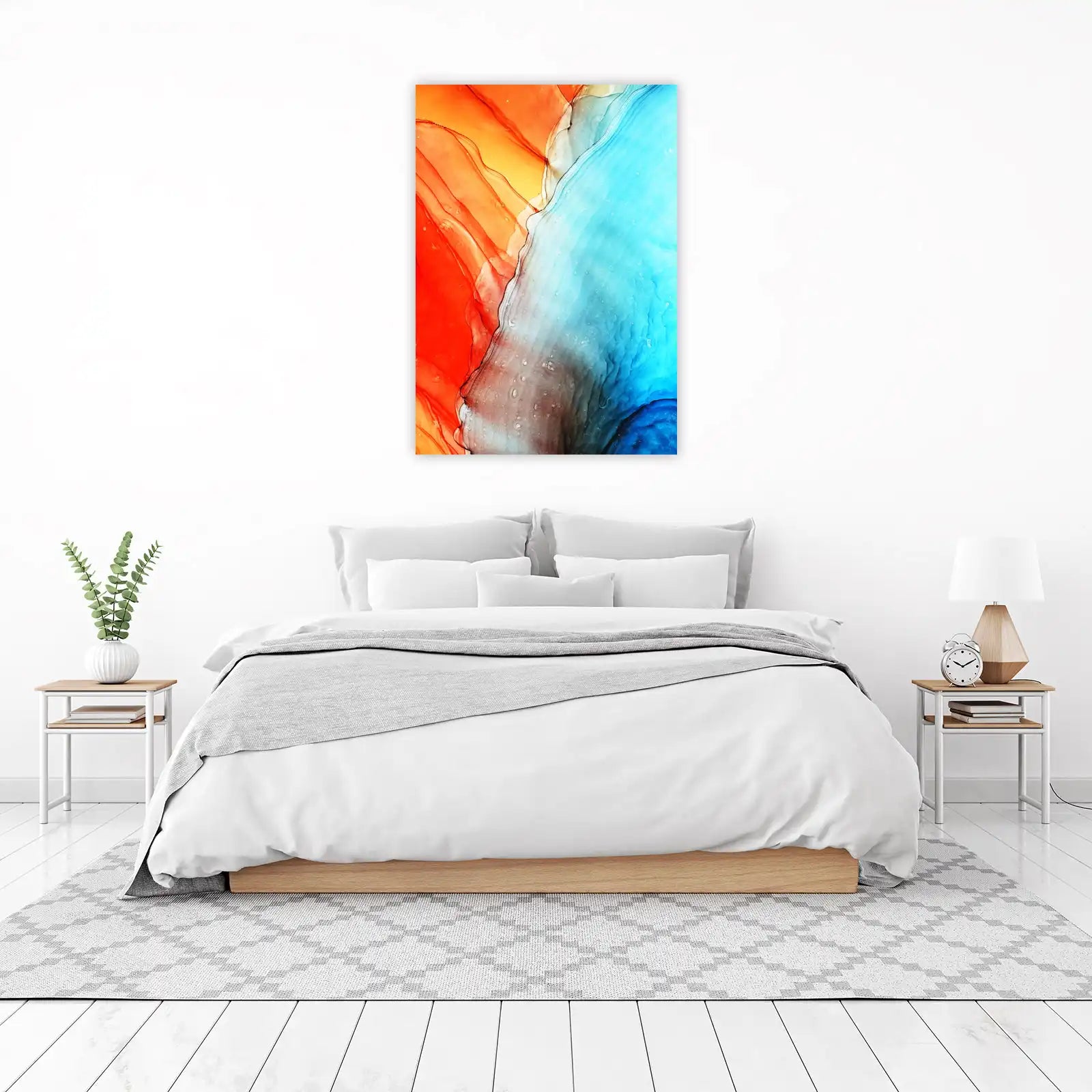 Vibrant Fluid Art Abstract Red & Blue Wall Art