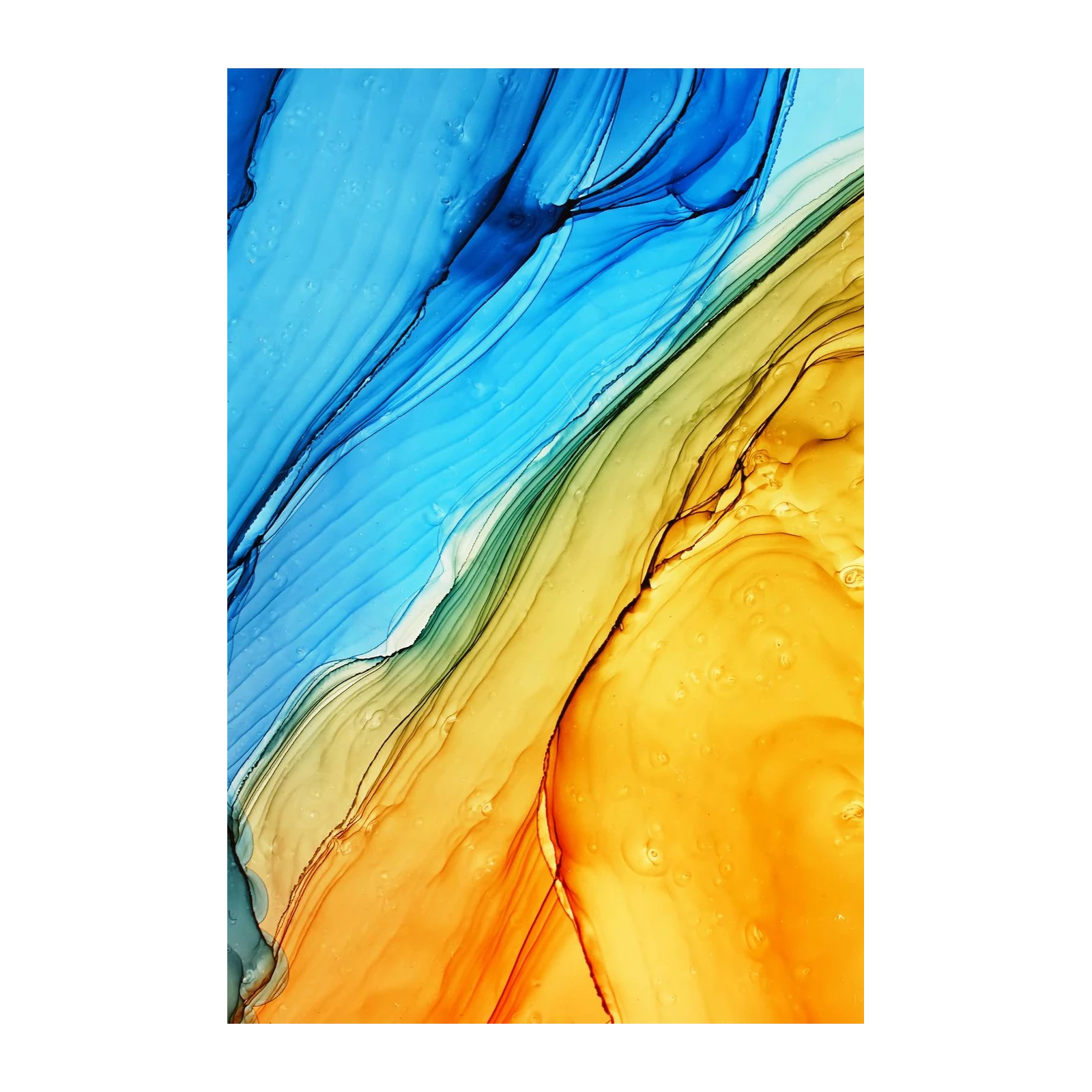 Abstract Blue Yellow Flow Wall Art
