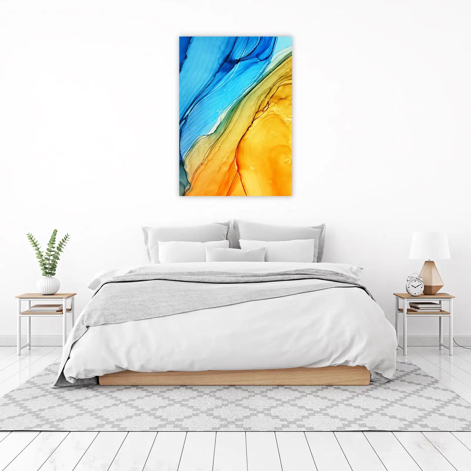 Abstract Blue Yellow Flow Wall Art