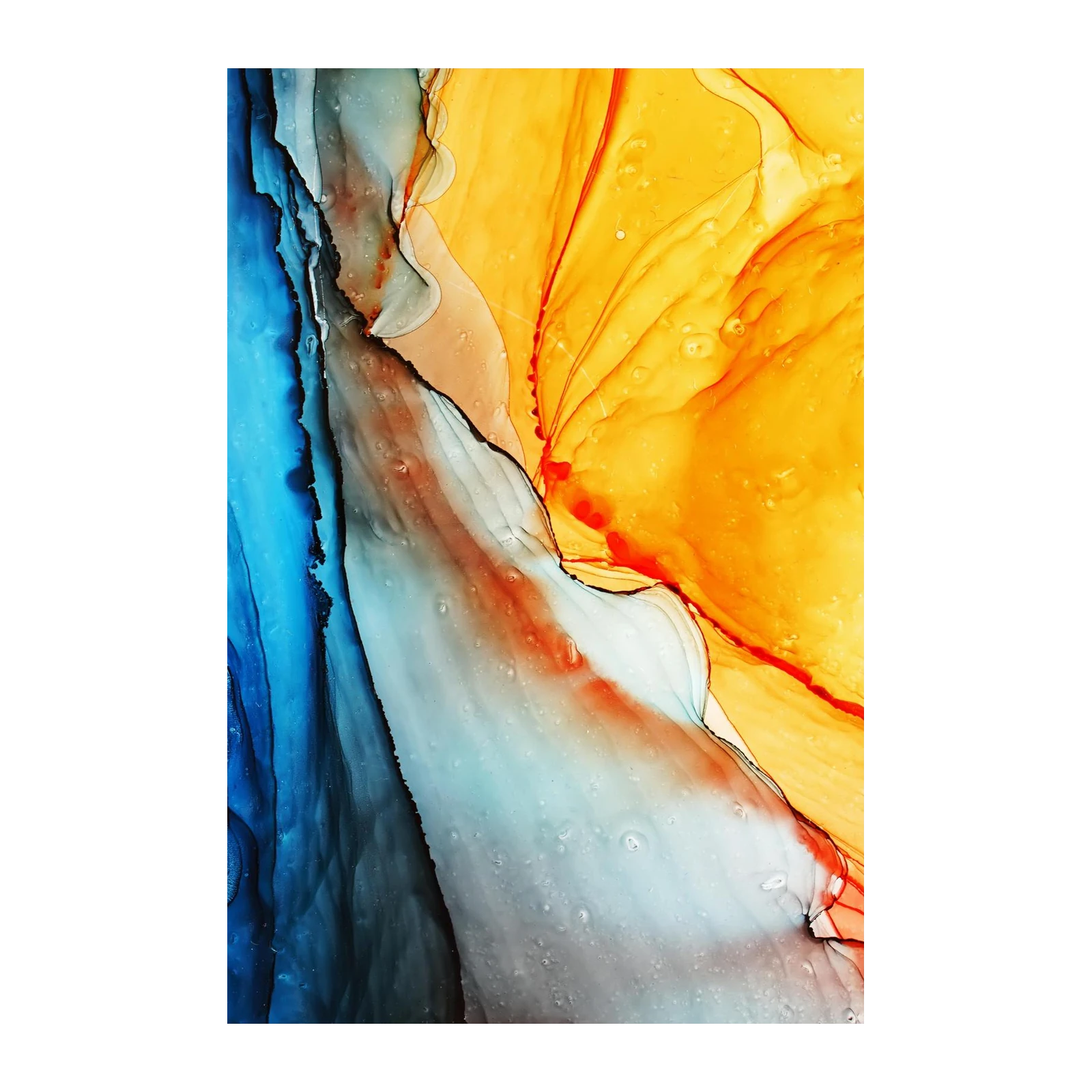 Vibrant Abstract Flow Yellow Blue Wall Art
