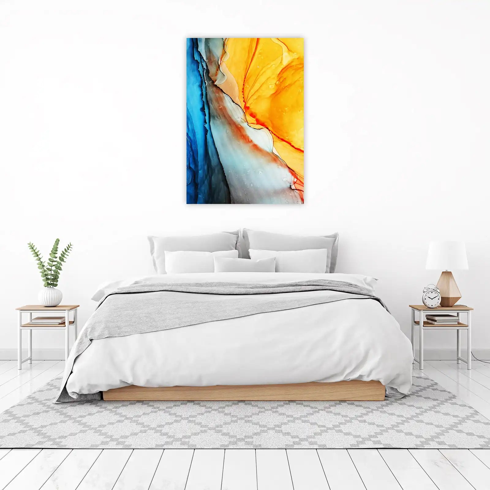 Vibrant Abstract Flow Yellow Blue Wall Art