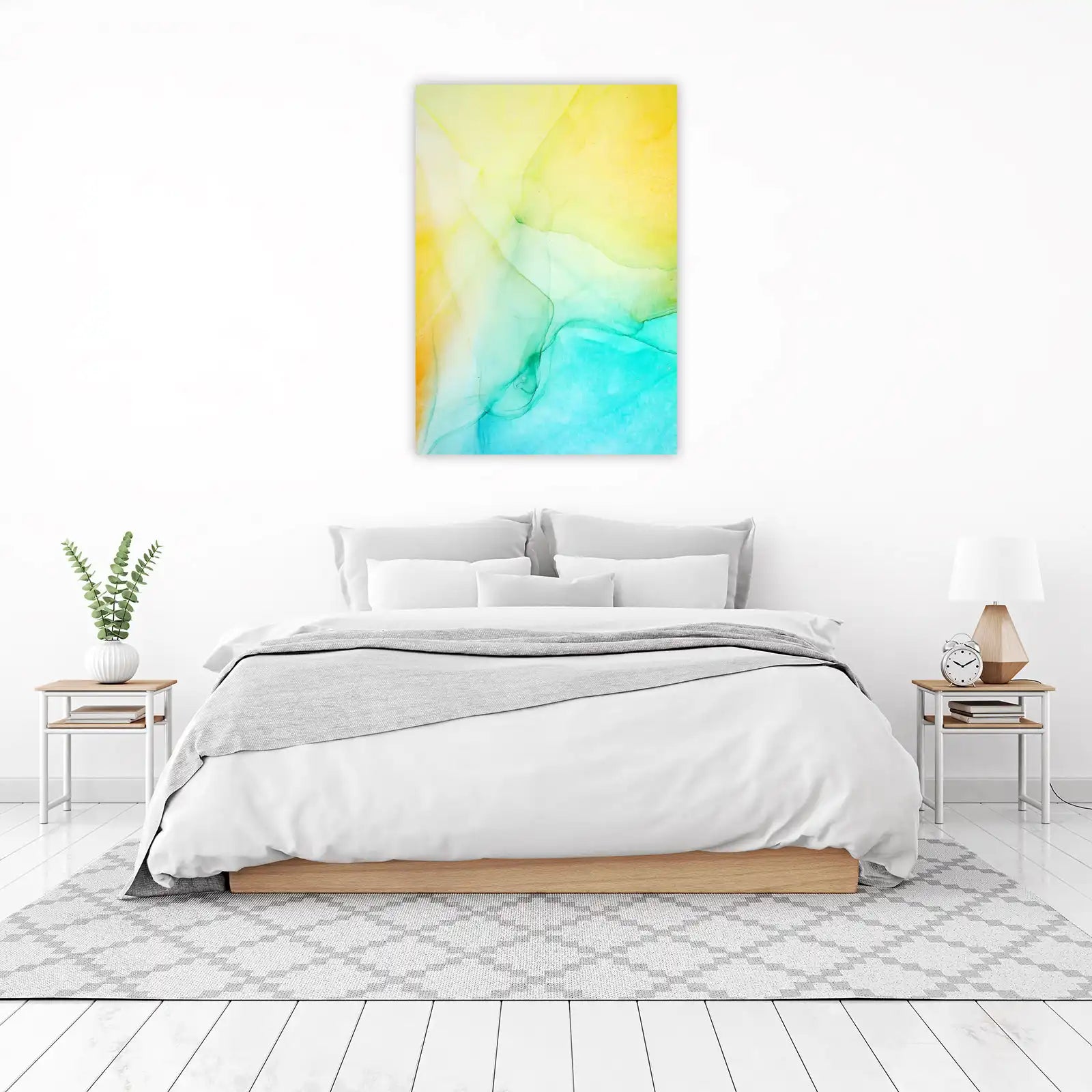 Abstract Yellow Teal Flow Wall Art