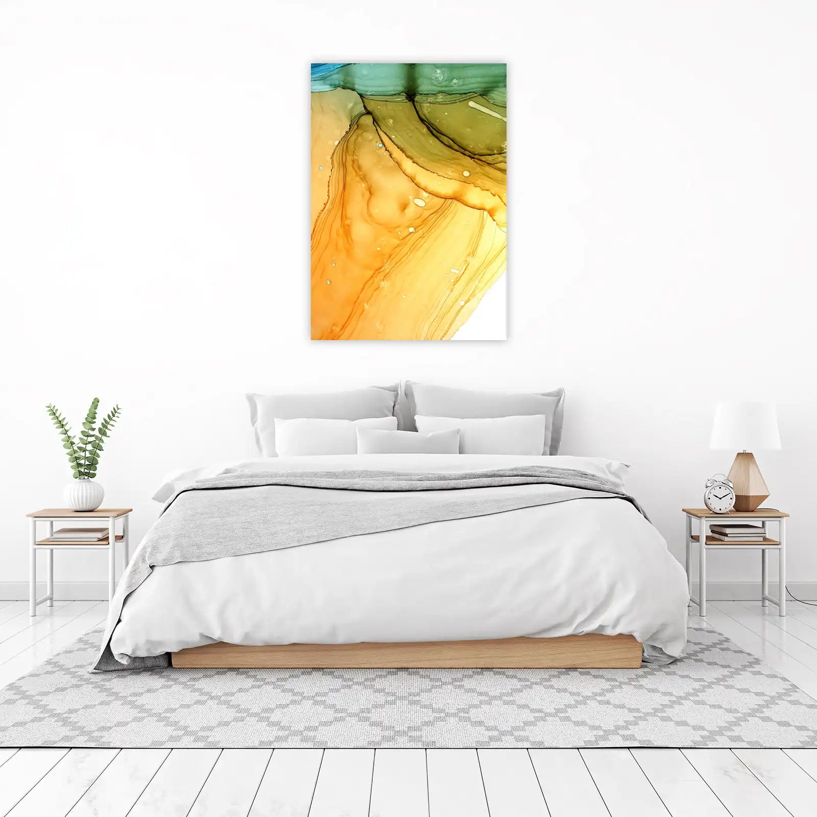 Golden Amber Flow Abstract Wall Art