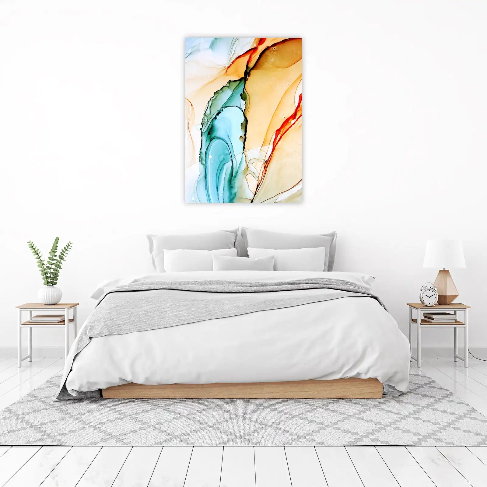 Abstract Teal & Orange Flow Wall Art