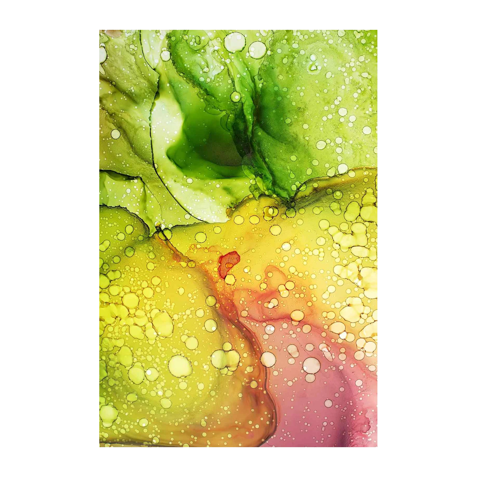 Vibrant Green & Yellow Abstract Blobs Wall Art