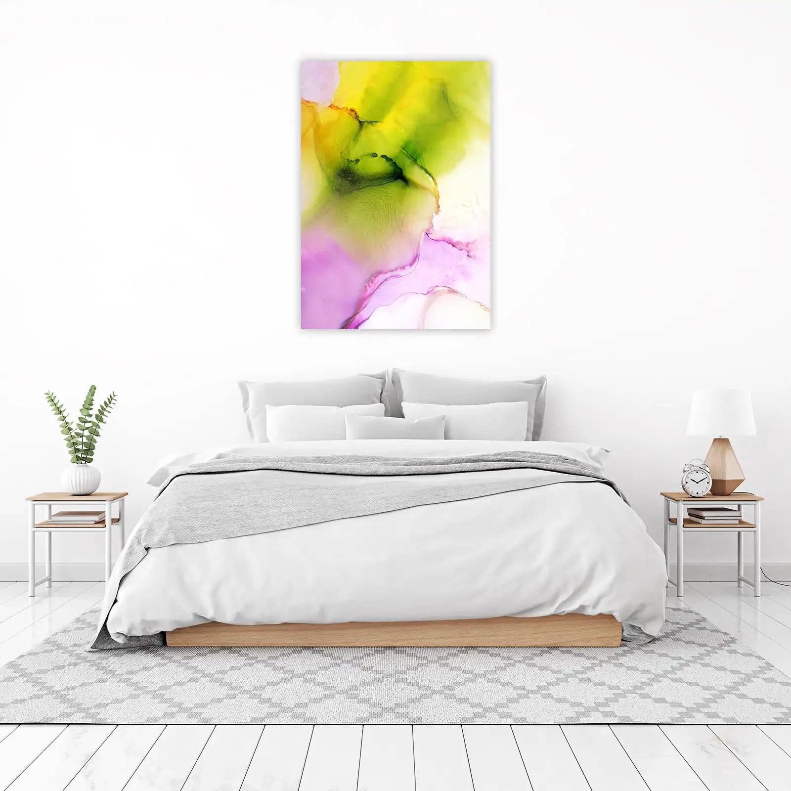 Vibrant Yellow & Pink Abstract Flow Wall Art