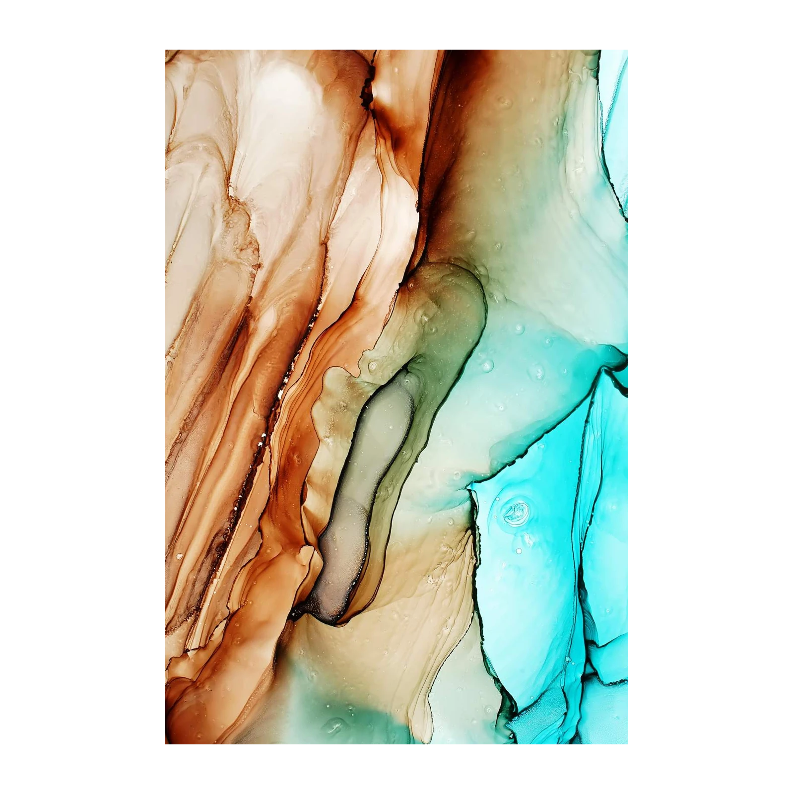 Teal & Bronze Fluid Art Wall Art