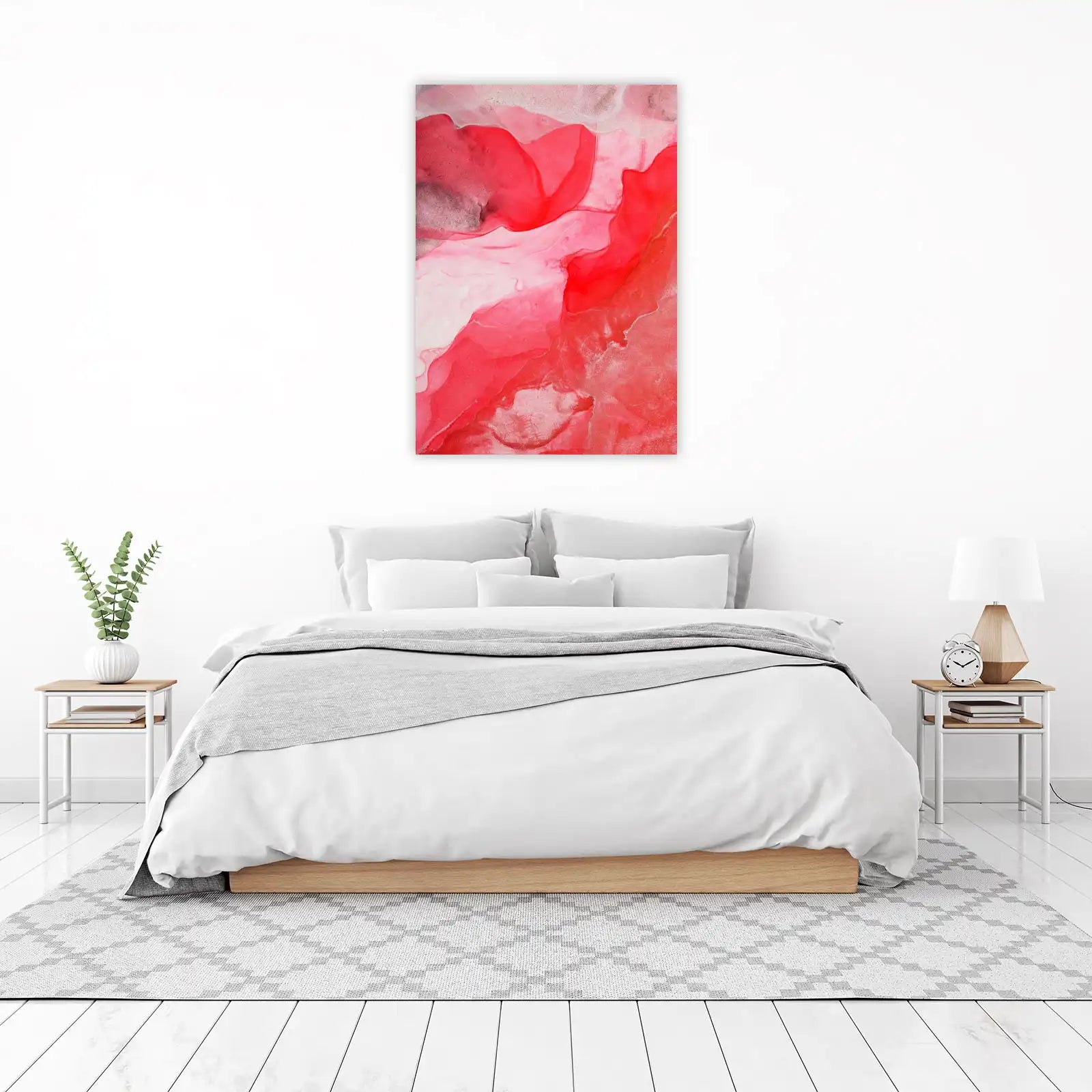 Vibrant Red Abstract Fluid Art Wall Art