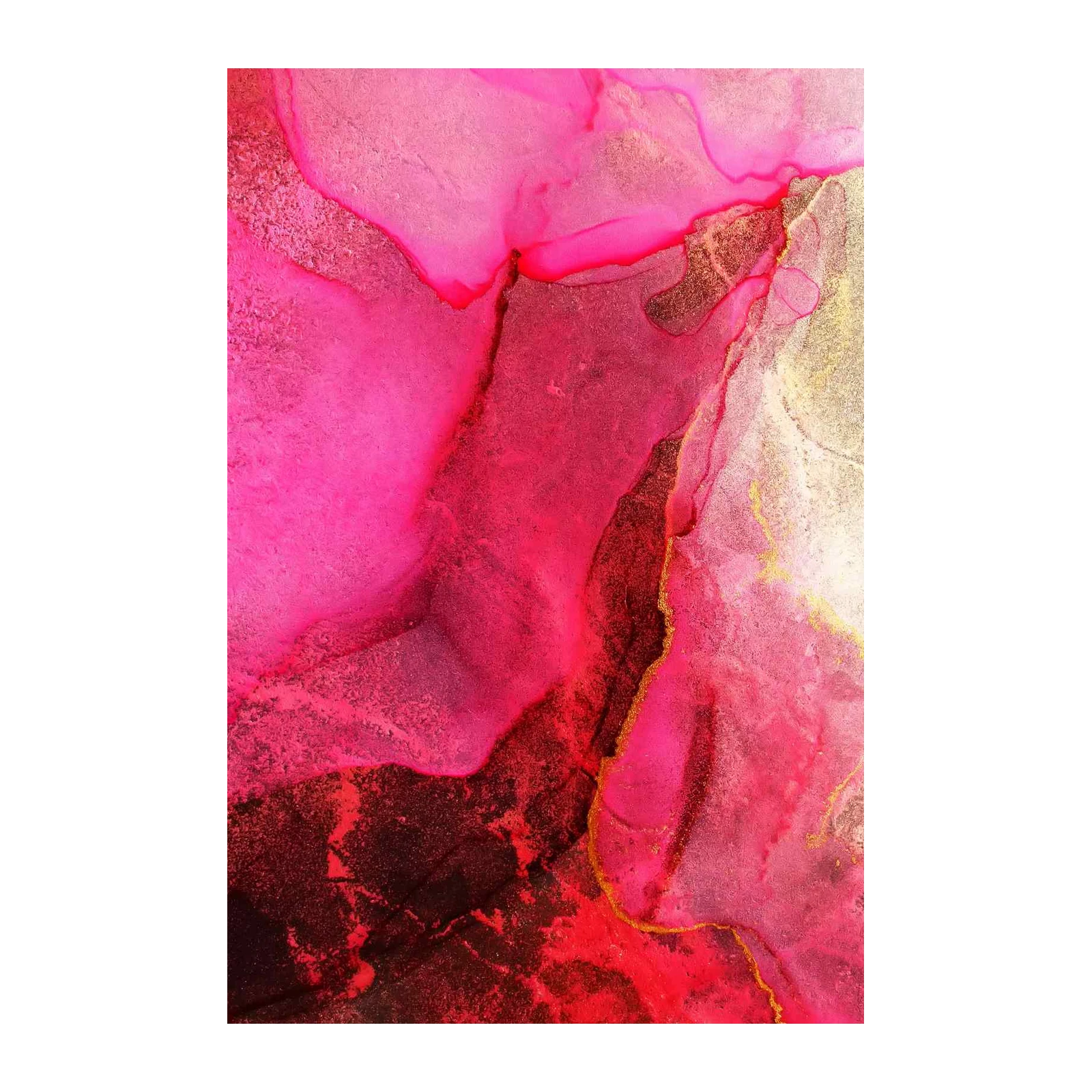 Vibrant Pink Gold Abstract Fluid Art Wall Art
