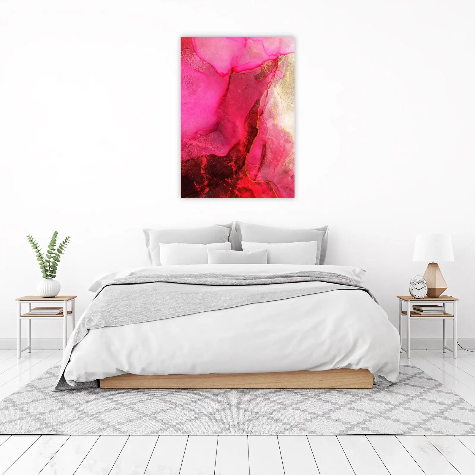 Vibrant Pink Gold Abstract Fluid Art Wall Art