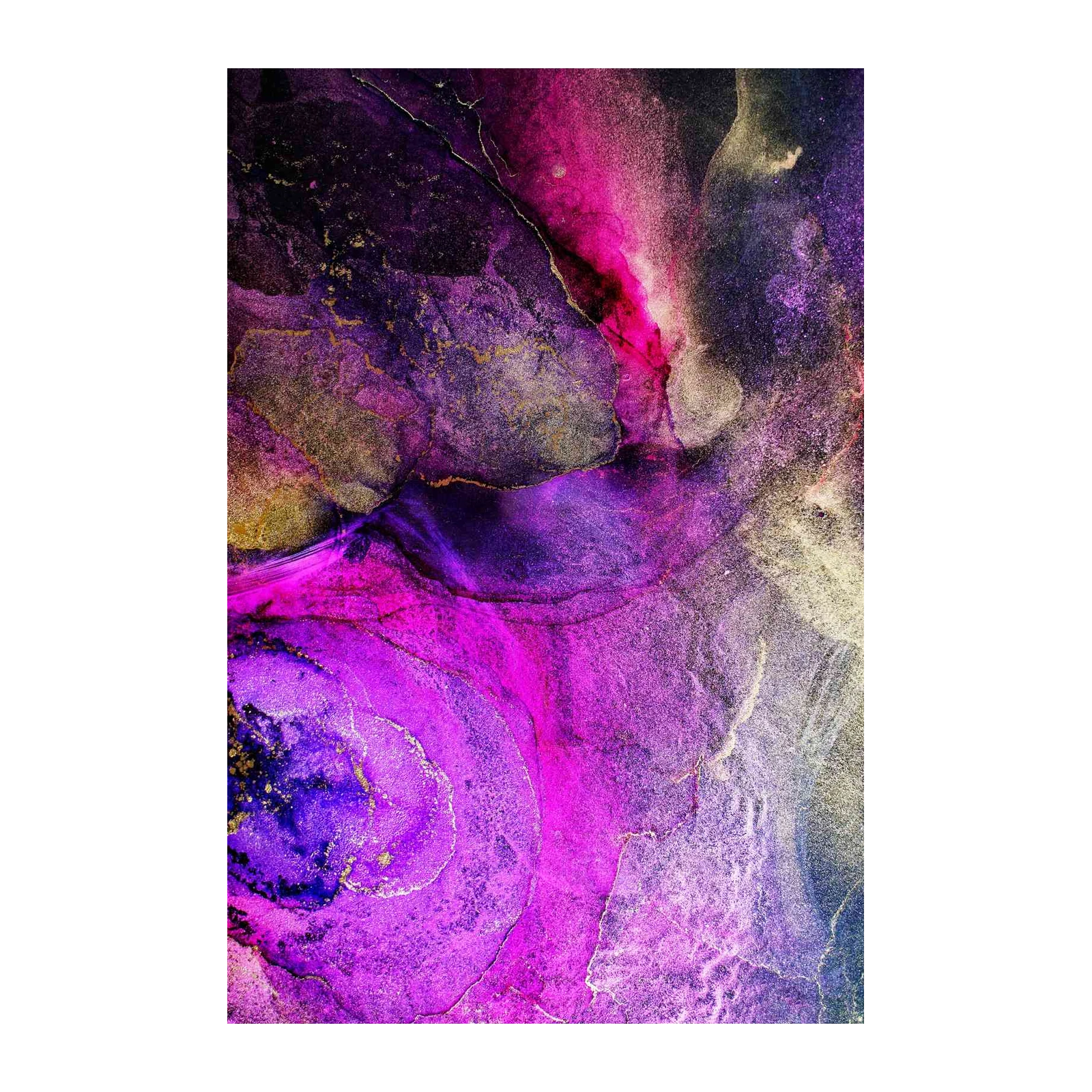 Vibrant Purple & Gold Abstract Fluid Art Wall Art