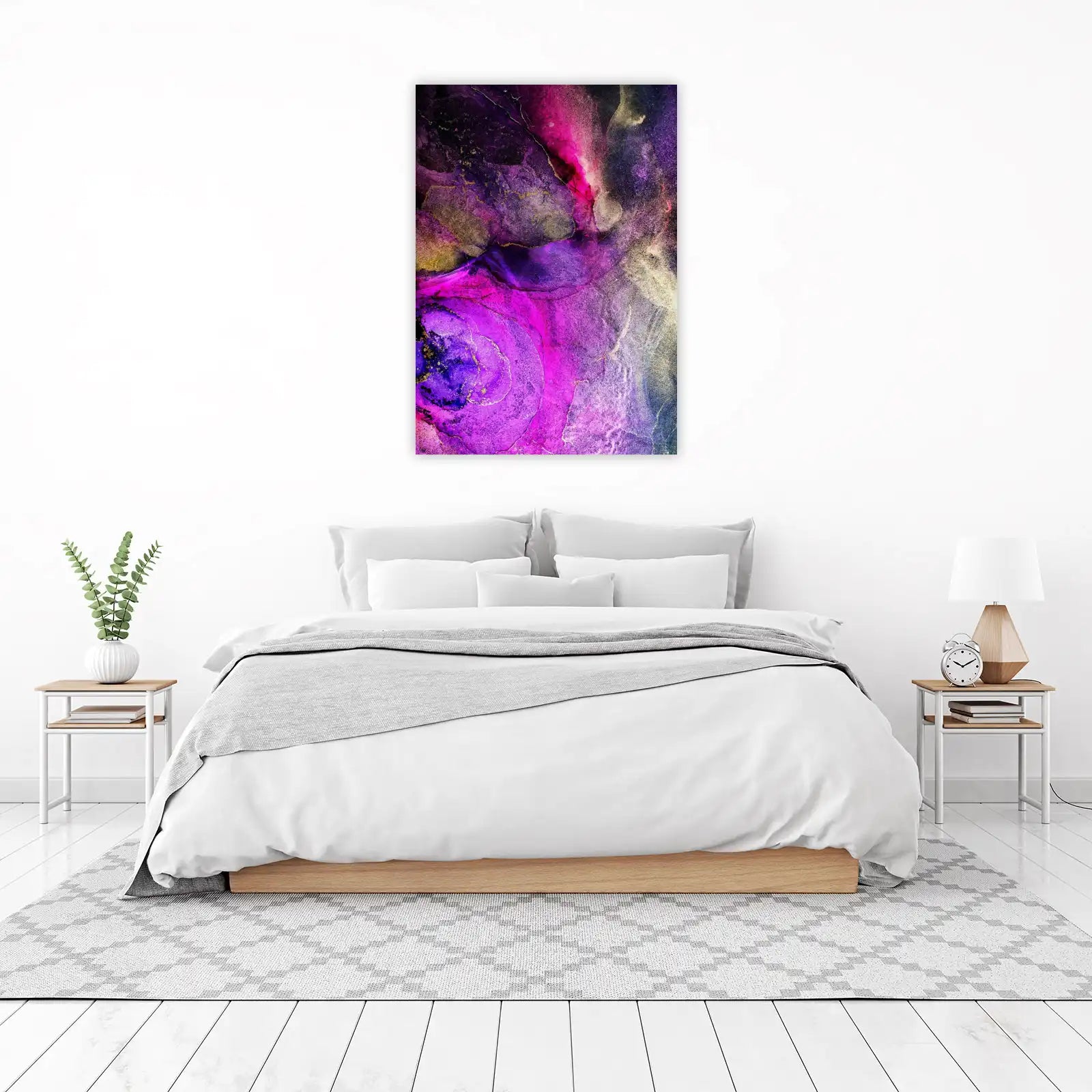 Vibrant Purple & Gold Abstract Fluid Art Wall Art