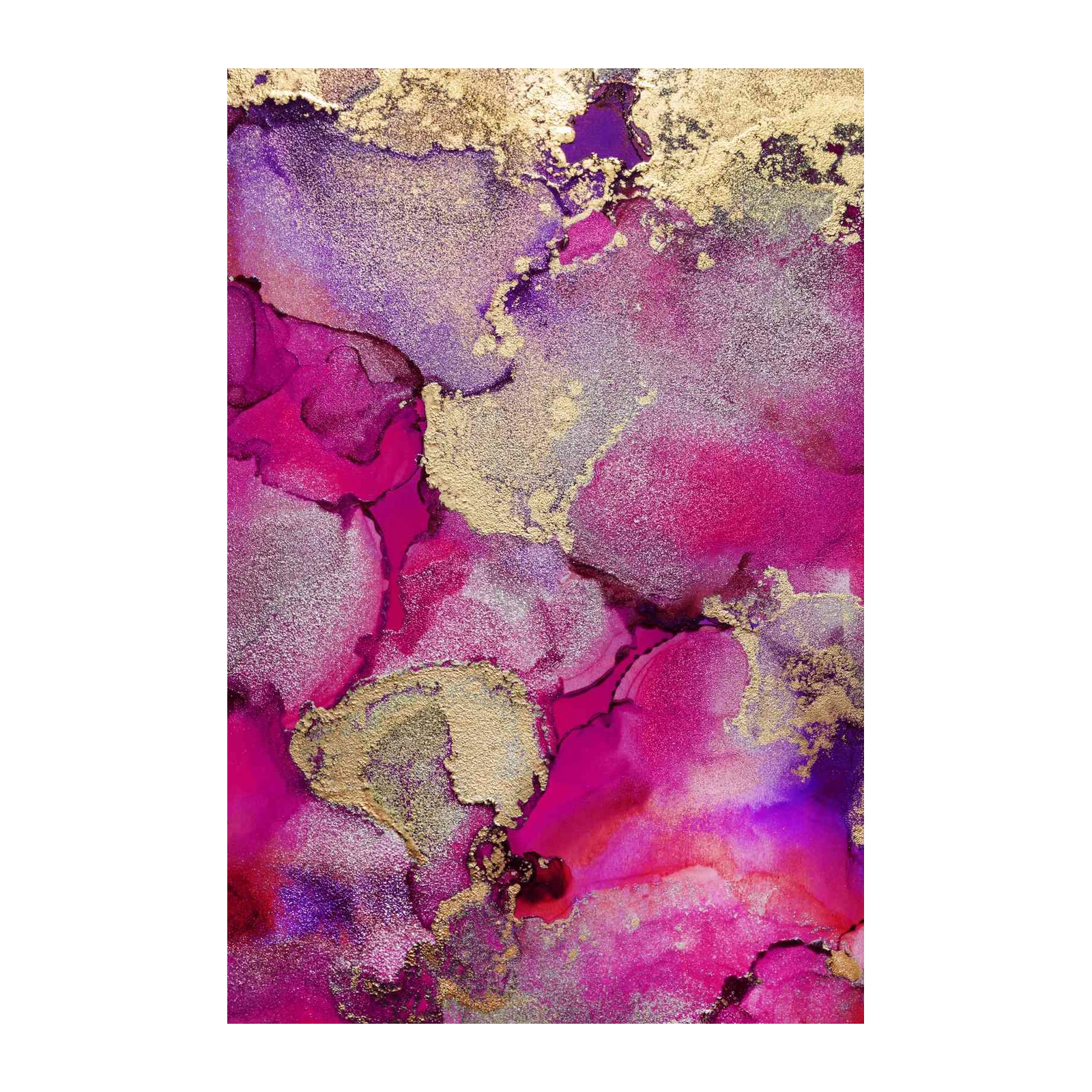 Vibrant Magenta & Gold Abstract Fluid Art Wall Art