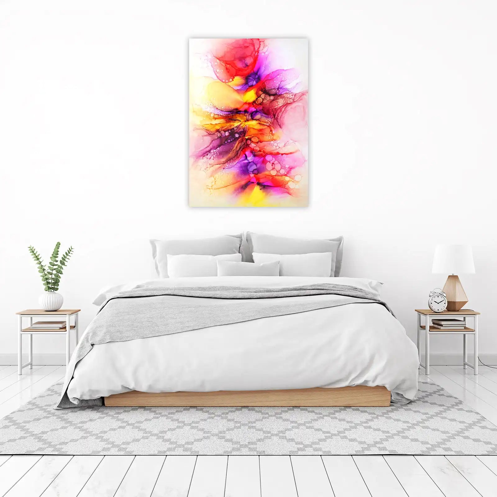 Vibrant Floral Abstract Ink Wall Art
